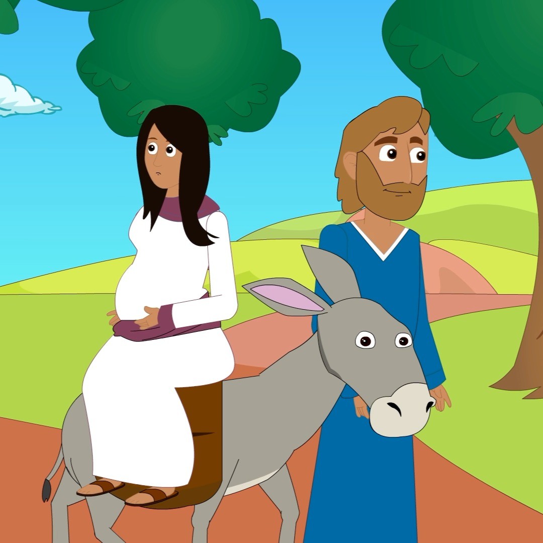 Engill birtist bæði Maríu og Jósef í sitt hvoru lagi og sagði þeim frá komu Jesú í heiminn. Á svipuðum tíma þurftu þau að fara til Betlehem því að Ágústus keisari hafði ákveðið að það ætti að fara fram manntal. Þegar þau voru komin til Betlehem fundu þau hvergi stað til að gista á og enduðu á því að fá inni í fjárhúsi. Þar fæddist Jesús, konungur heimsins. Fjárhirðarnir komu í heimsókn og vitringarnir sömuleiðis. Þeir færðu Jesú gull, reykelsi og myrru. Gullið táknaði stöðu Jesú sem konungs, reykelsið táknaði að barnið væri sonur Guðs og myrran táknaði dauðleika hans.