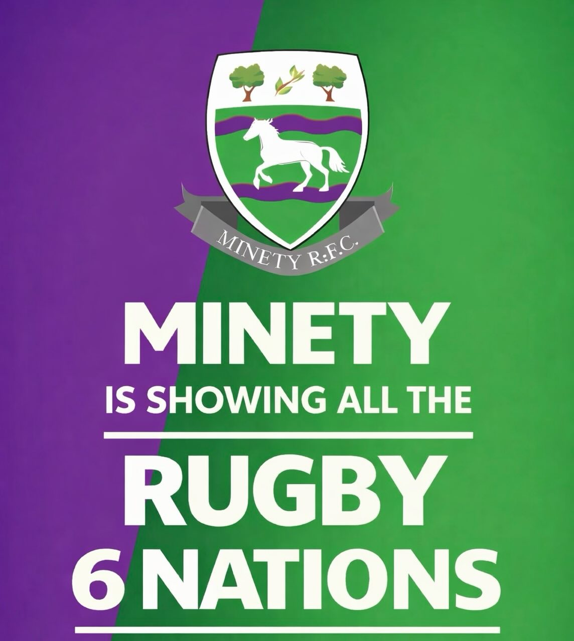 🏉 Six Nations is LIVE at Minety RFC!
We’re showing every game, so grab a drink, bring your mates, and enjoy the rugby with us.
📍 Purple & Green. Big Screens. Great Atmosphere.
See you at the club! 💜💚