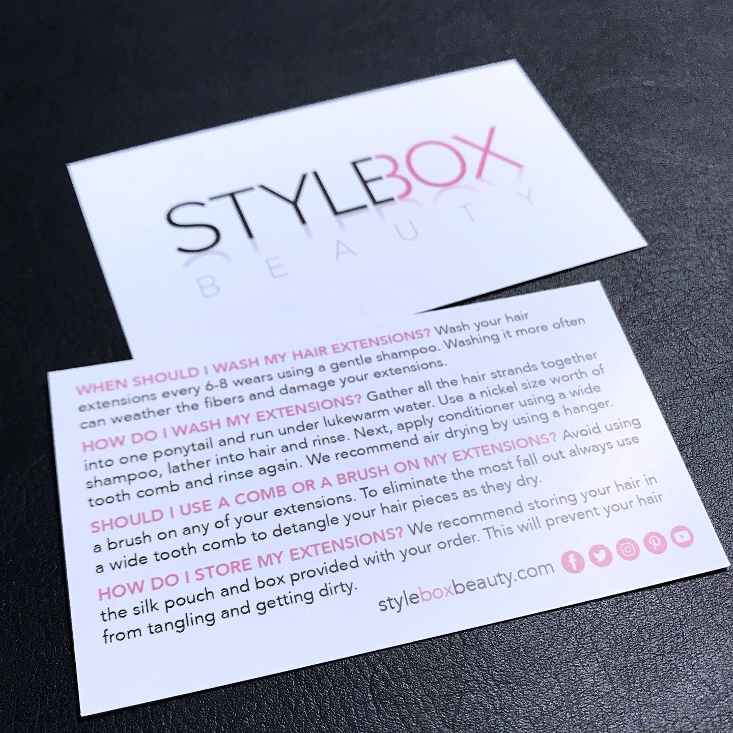How to Care for Your #StyleBoxBeauty #HairExtensions ... Hair care is as important for your Extensions as it is for your own hair. This is why we provide you with instructional care cards and a storage system to prevent damaged extensions! #enjoy #howtohairextensions #careforyourhair #clipinextensions #beauty #glam #longhair #thickhair ππ»