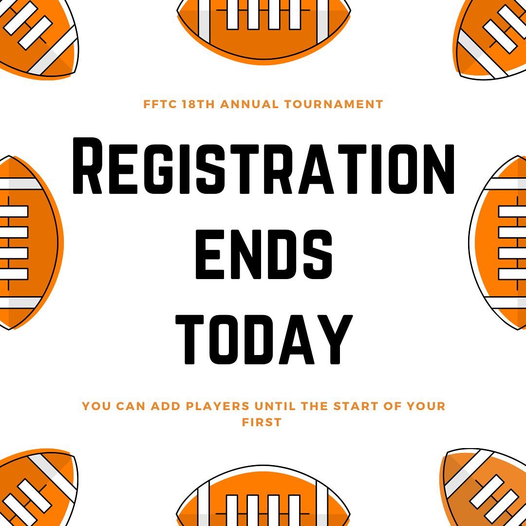 🚨 Last Call! 🚨 Registration for the FFTC 18th Annual Tournament ENDS TODAY!
🏈 Don’t miss your chance to hit the field for a great cause. You can still add players until the start of your first game!
📅 Event Dates: January 1-5, 2025
📍 Village Park, Wellington, FL
Sign up now at www.flagsforthecure.com and let’s make this year’s tournament unforgettable! 💜
#FFTC2025 #FlagsForTheCure #PlayForACause #FlagFootballFun