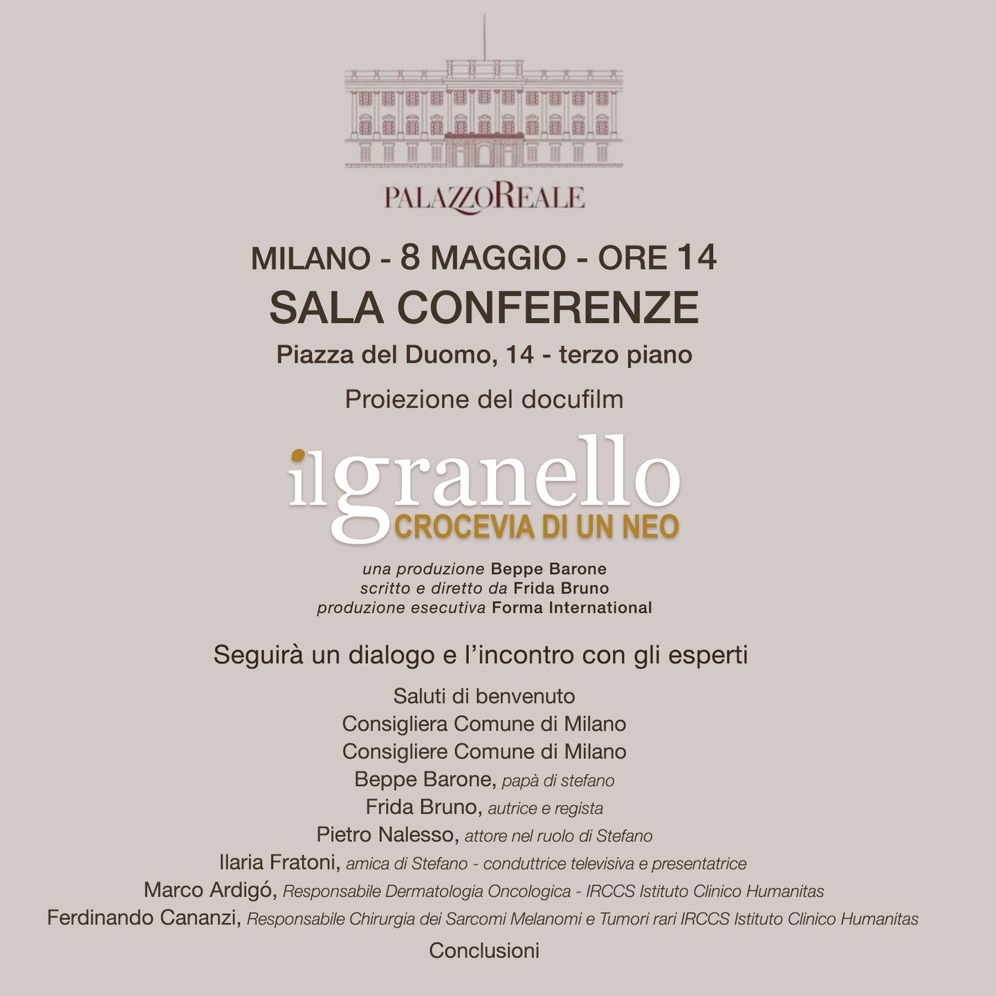 Mercoledì 8 maggio - Vi aspettiamo a Palazzo Reale Milano
#melanoma #prevenzione #documentario #cortometraggio #palazzorealemilano #lilt #humanitas