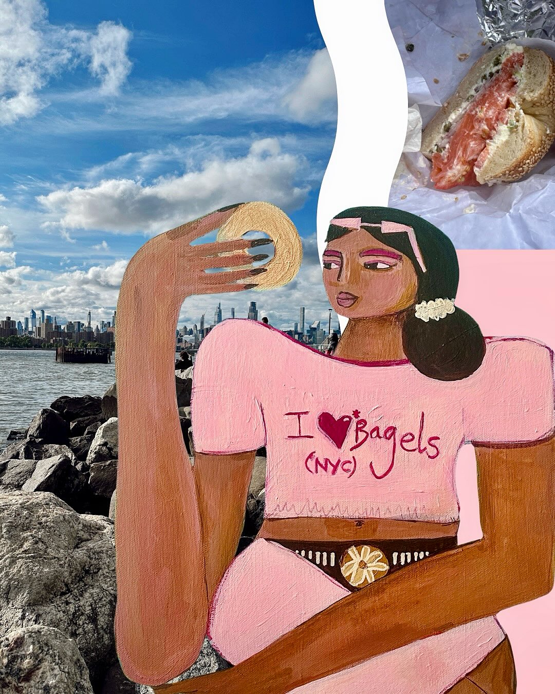 This painting was inspired by a particular bagel that I literally inhaled during a recent visit to NYC. It honestly weighed the same as a small baby (so huge) and cost like £20 😂
They just don’t make them like this anywhere else I swear?!! Truly divine.
Scrolling through these pics gets me excited to visit again soon.
🥯 🗽 ✨
#newyork #newyorkbagel #newyorkart #bagelart #coolgirlseatbagels