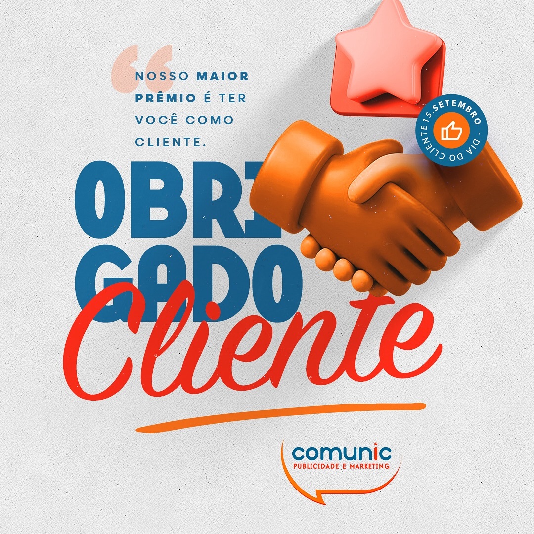 Nada mais justo que agradecer a quem confia no nosso trabalho e faz parte da nossa história! 💼✨ Vocês são a inspiração para criarmos campanhas cada vez mais impactantes e inovadoras. Vamos continuar juntos, transformando ideias em grandes resultados. Parabéns a todos os nossos clientes! #DiaDoCliente #Gratidão #CriatividadeQueGeraResultados