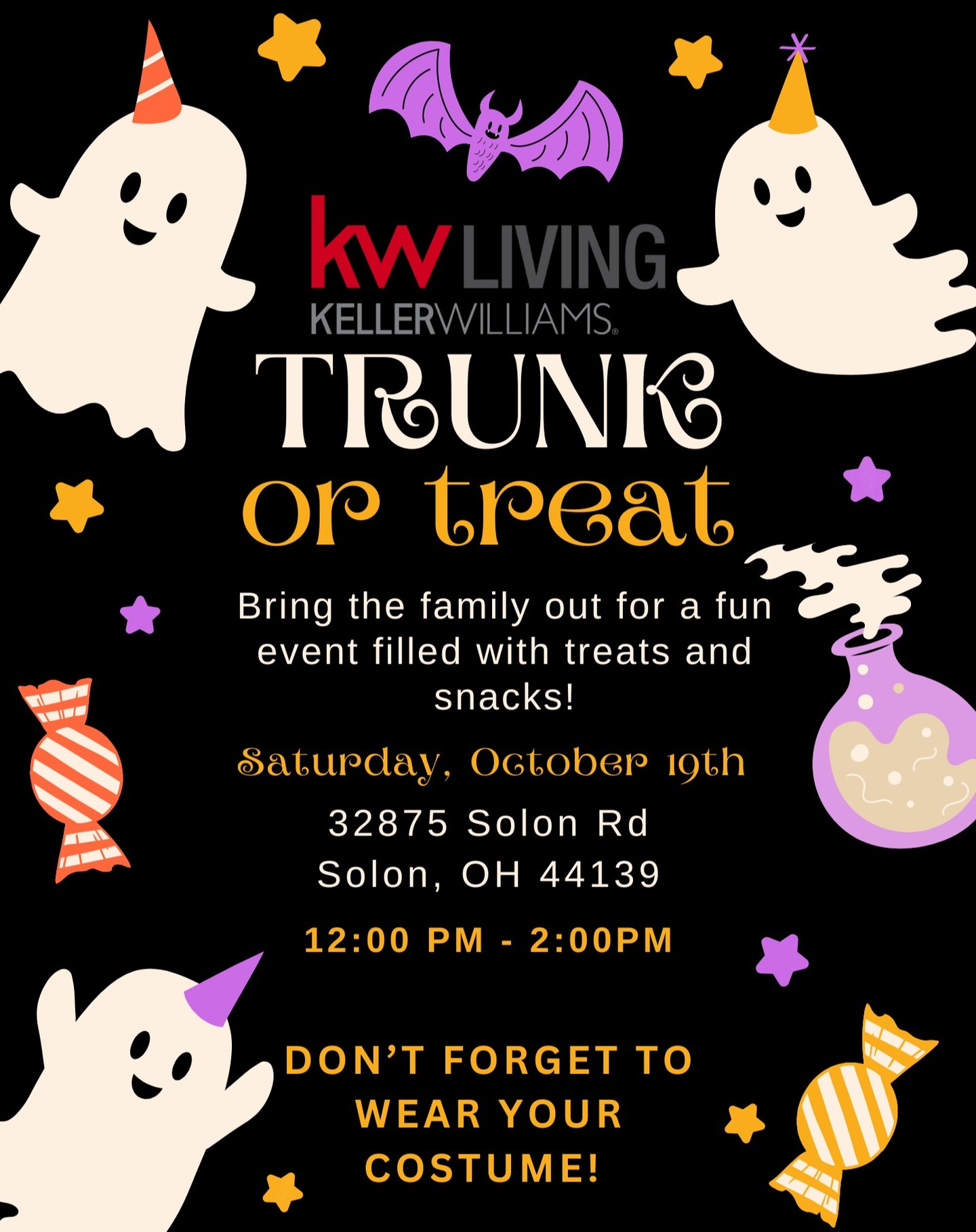 🎃👻 TRUNK OR TREAT IS BACK! 👻🎃
Get ready for a spooktacular day filled with treats, snacks, and BOO-tiful fun at KW Living! 🎉🍬👻
This is the perfect chance to show off your fang-tastic costumes and enjoy a thrilling Halloween afternoon with your family! 🎃✨
🗓 SAVE THE DATE: Saturday, October 19th
📍 32875 Solon Rd, Solon, OH 44139
⏰ 12:00 PM - 2:00 PM
🎈 Fun, treats, and plenty of surprises for kids and adults alike! 🎈
So grab your costumes, round up the family, and join us for an afternoon of Halloween magic! 🌟🎃🦇
Tag your friends and let’s make this the best Trunk or Treat ever! We can't wait to see you all! 👻💀🎉
#TrunkOrTreat #HalloweenFun #KWLiving #spookyseason #familyfun #solonohio