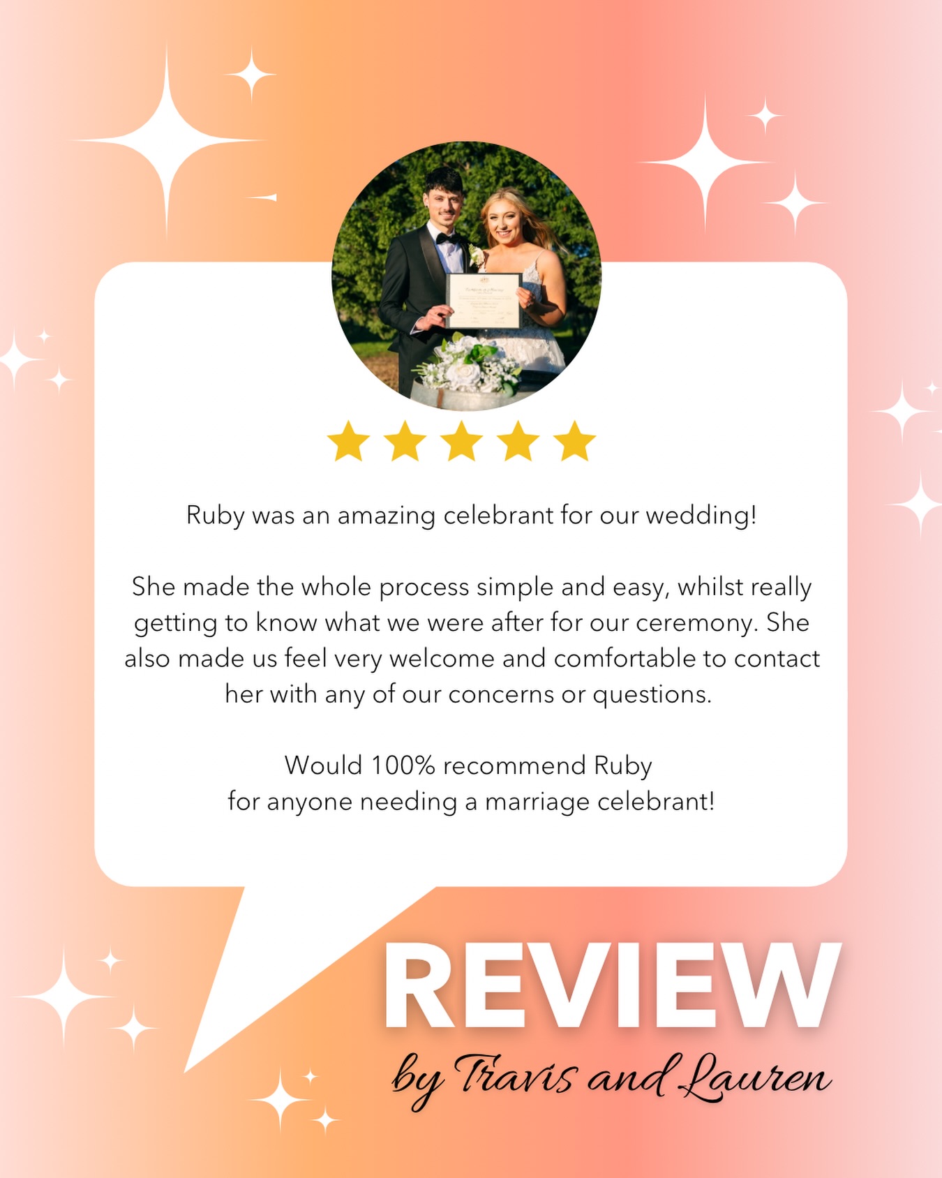⭐️⭐️⭐️⭐️⭐️ Thank you for your lovely Google review Travis and Lauren ✨💖
#melbournecelebrant #celebrantmelbourne #melbournewedding #melbournebride