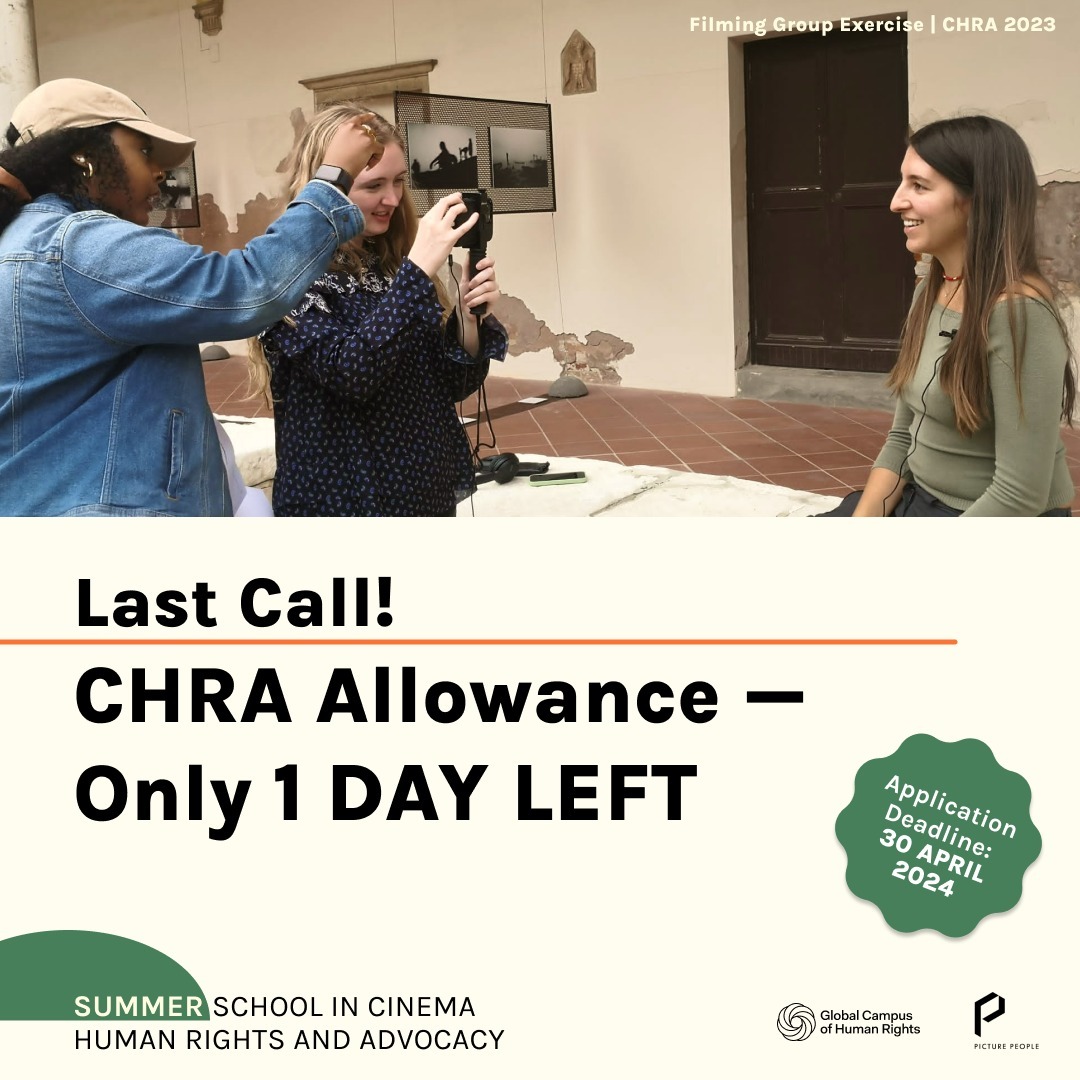 ⚠️Last call for Environmental Rights Experts⚠️
Allowance applications for the CHRA Summer School 2024 close tomorrow!! ⏰
📚 Join our 10-day program to uncover the secrets of using film for advocacy. Don't let your passion go unheard—apply now!
📆 Save the Dates: August 26th – September 4th, 2024
📍 At Venice Lido, in the heart of @labiennale Film Festival
Visit our website to learn more!
This initiative is powered by @picture___people and @gchumanrights
#CHRASchool #GCHumanRights #BiennaleCinema2024 #ecoactivism #environmentalist #environmentaljustice #filmindustry #filmindustrynetwork #italy #filmworld #thereisnoplanetb #humanrights #humanrightsadvocacy #peoplescreatives #savetheplanet #climatechange #climate #climatestrike #climateaction #climatechangeisreal #climatecrisis #climateemergency #climatejustice #explorepage #standup4humanrights #documentaryfilmmaking #independentfilmmaking
