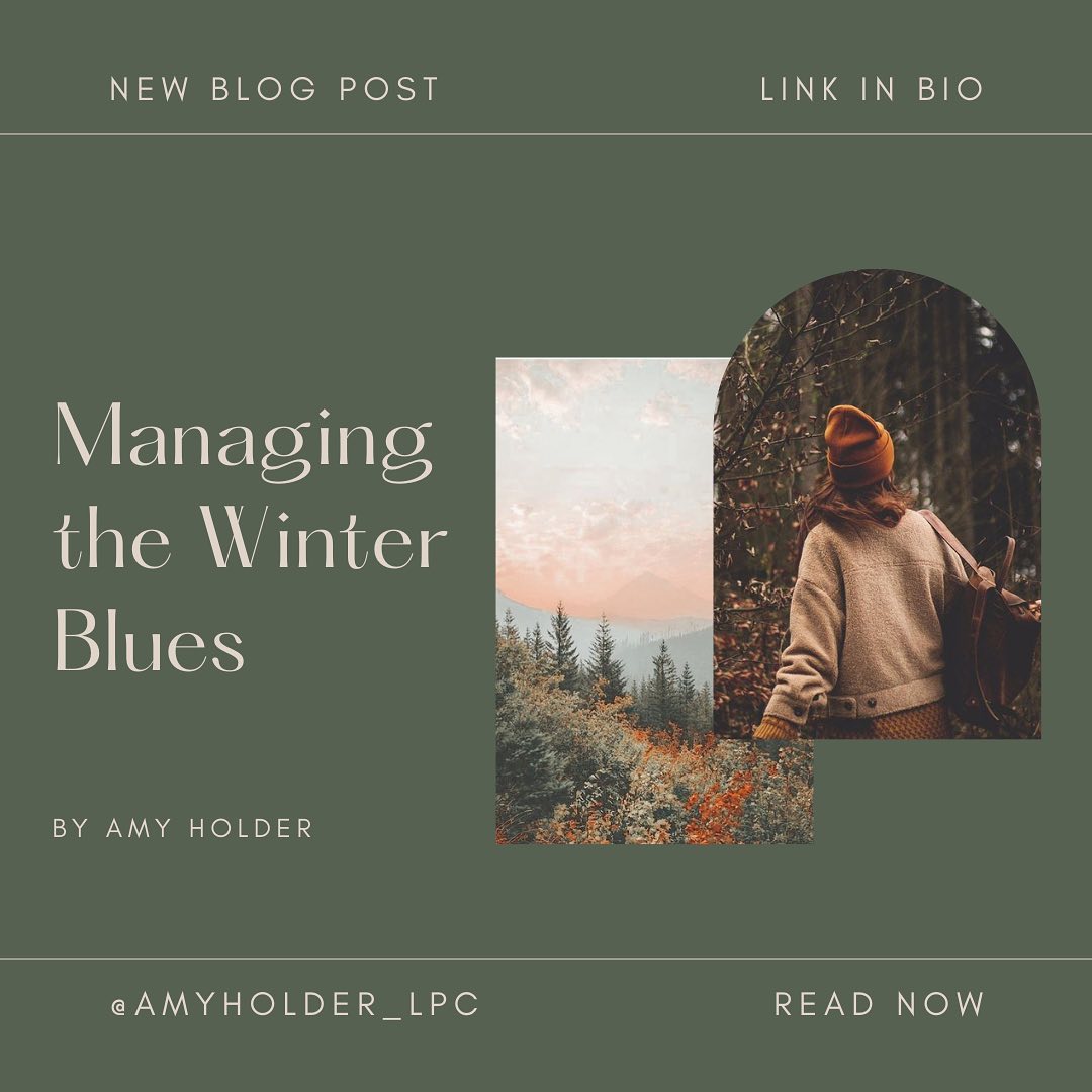 Managing the Winter Blues ❄️ We can’t stop winter from coming, but we can be proactive in how we plan to take care of ourselves during the dark and cold months. Check out my blog post for strategies for how to cope with seasonal depression. Link in bio.
•
•
•
•
#SeasonalDepression #WinterBlues #CopingWithDepression #MentalHealthRecovery #MentalHealth #SelfHelpTools #SelfHelpTips #Growing #Health #PersonalGrowth #Therapy #Telethearpy #TherapistOfInstagram #ModernTherapyMadison #amyholder_lpc