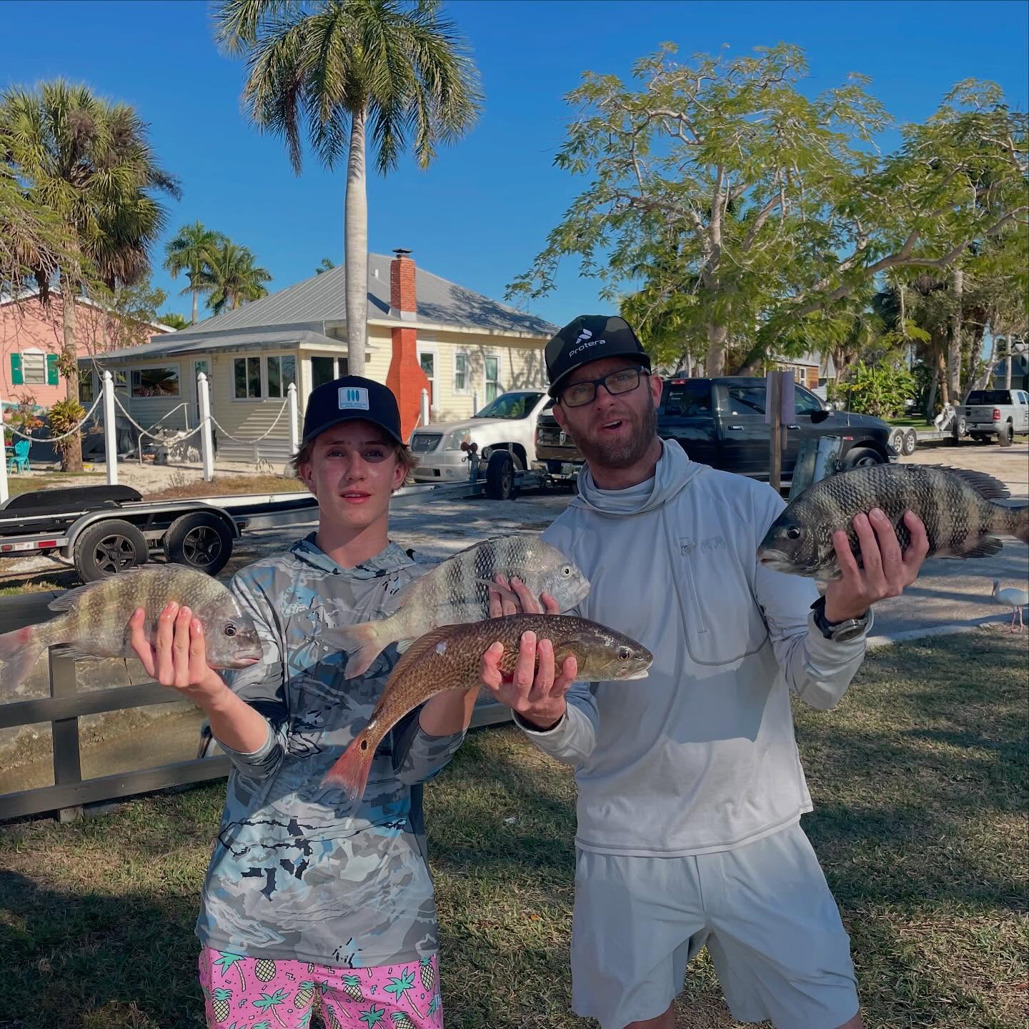 @zachary_wilson @colewilson99 and I woke up the #convictfish from their secret hiding place on a recent trip! Zach, Cole and I have fished together in 3 parts of the world and look forward to adding another destination soon! Call me to book, it’s 75 degrees out today- Come’on 📲305-778-5342 #a2fishingcharters #irtreels #cajuncustomrods #donnmarpliers #reelfishyapparel #tfoflyrods #palmythgloves #fourhorsementackle
