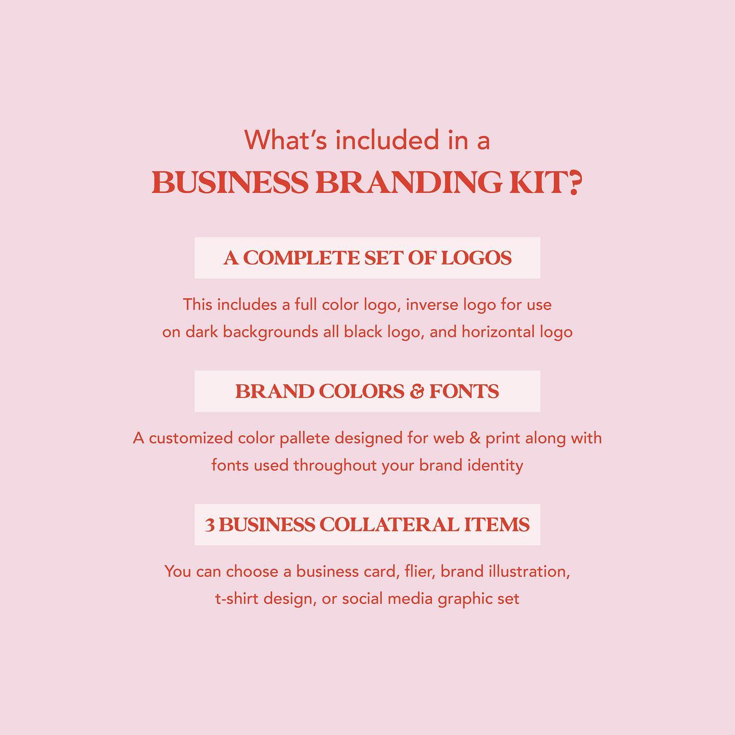 My Business Branding Kit is the perfect place to start if you’re looking for a new brand design for your business or if you want to refresh your current one!
In a month, we will work together to create a complete set of logos, brand colors & fonts, and three business collateral items of your choice.
I’m currently booking clients for the end of this summer. If you’d like to talk more visit my contact page at designsbykelseykirkendall.com/contact and I’ll set up a free 30 minute consult call.
#brandidentity #branddesign #smallbusiness #columbusohiodesigner #ohiodesigner #smallbusinesssupport