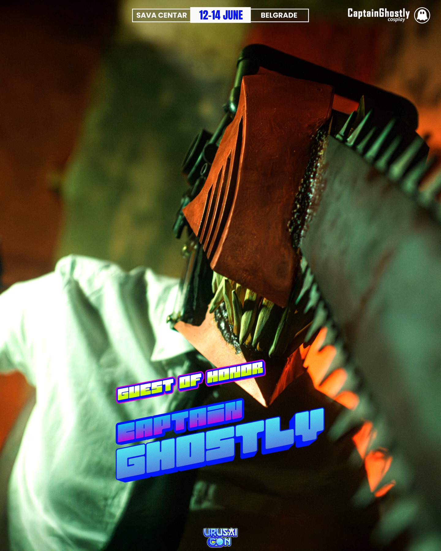 We are beyond excited to announce that @captainghostly is coming to Urusai Con 2026 as our GUEST OF HONOR! ⭐
Meet @captainghostly , an international cosplayer and prop maker based in Belgium. He is an enthusiastic explorer of novel materials, techniques and approaches to elevate his creations. Following on that, he introduced several new materials in the cosplay world together with Cosplayshop.be where he is a manager. CaptainGhostly loves giving workshops filled with practical tips and tricks to help others learn and grow in their own crafting journeys.
Captainghostly has had the privilege of guesting all around the world (over 90 guestings in total!) and judged international cosplay finals. His work has even been featured in the "cool japan" exhibition at one of Belgium's largest museums and starred in the series called "Alter Egos" together with others like Adam Savage.
His ultimate goal is to use his presence to inspire others, sharing knowledge and being a positive influence in the community.️