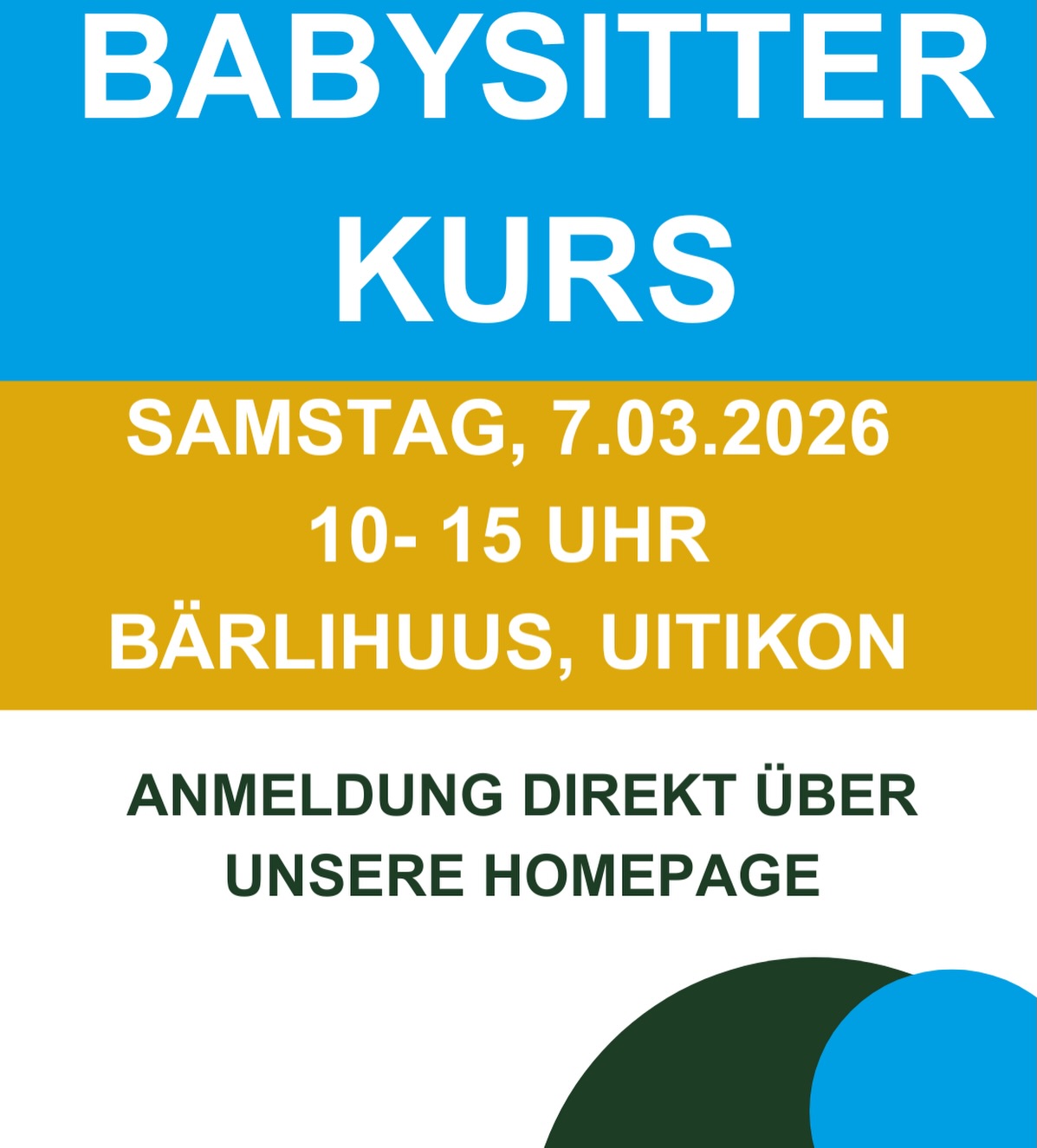 Wir bieten erneut den tollen Babysitter-Kurs an 🥳 falls ihr oder eure Kids interessiert seid, meldet euch gerne ☺️ bei Fragen sind wir natürlich auch da.
Wir freuen uns auf viele neue Nachwuchs-Babysitter für die Liste ❤️