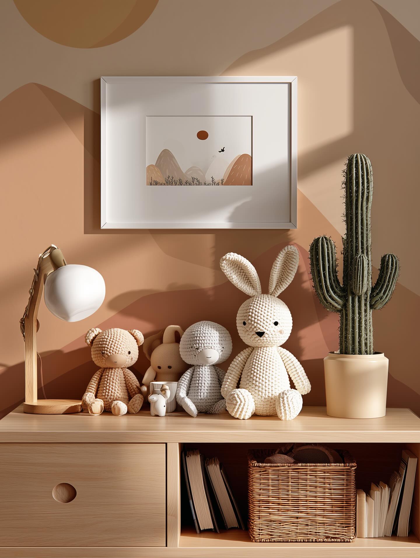 All the charm of soft earthy wallpaper tones for a cozy kids’ room 🫧🤎