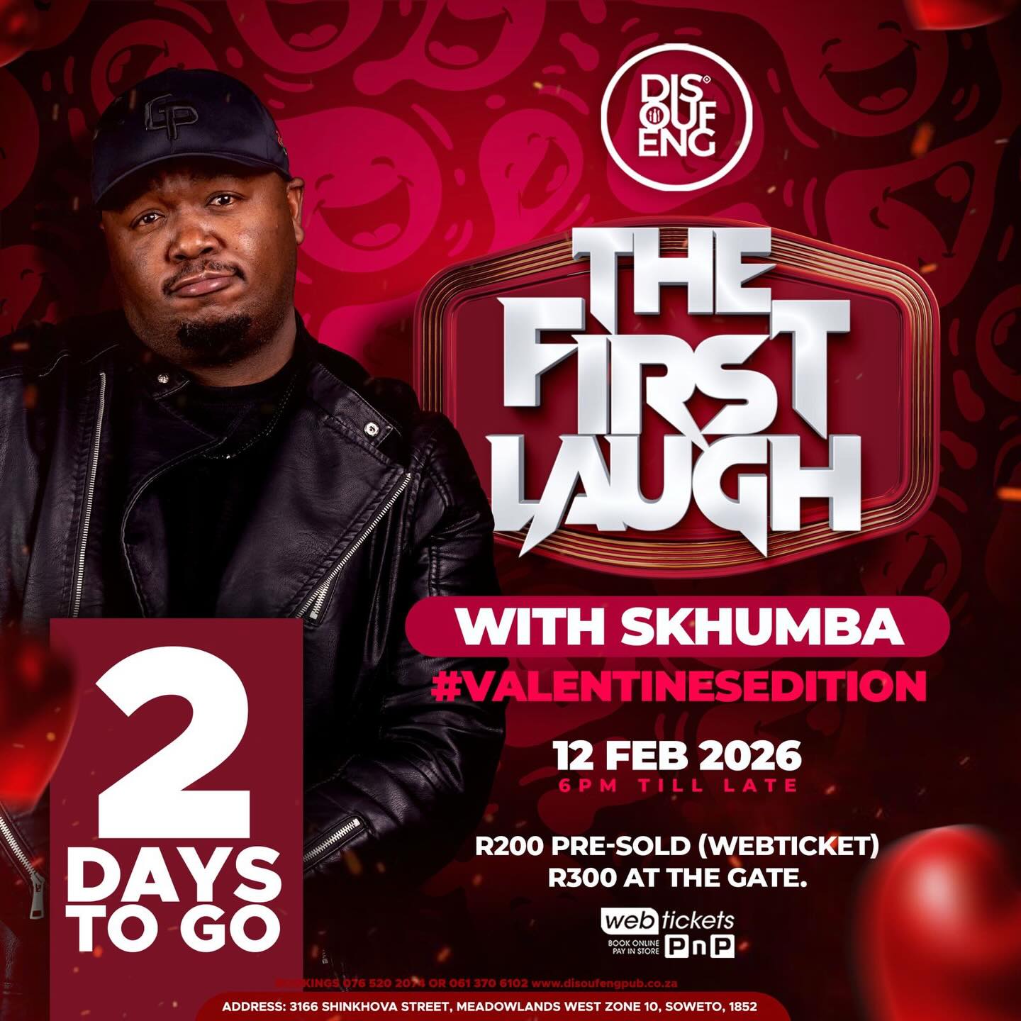 🎉🔥 COMPETITION TIME — WIN A VIP EXPERIENCE! 🔥🎉
Want to pull up in style this Thursday for the First laugh ? Here’s your chance! 😎
👉 How to enter:
1️⃣ Tag a friend you want to come with this Thursday
2️⃣ Share this post on your timeline
3️⃣ Follow our page
🎁 Stand a chance to WIN:
✨ 2 VIP tickets
🍾 1 bottle + mixers
💫 The ultimate VIP experience
Easy steps. Big vibes.
Winner announced Wednesday evening — don’t sleep on this! 🔥
For tickets visit: https://www.webtickets.co.za/event.aspx?itemid=1586485327
#FriendsOfLaSofa #VIPExperience #LaSofaLifestyle #thefirstlaugh