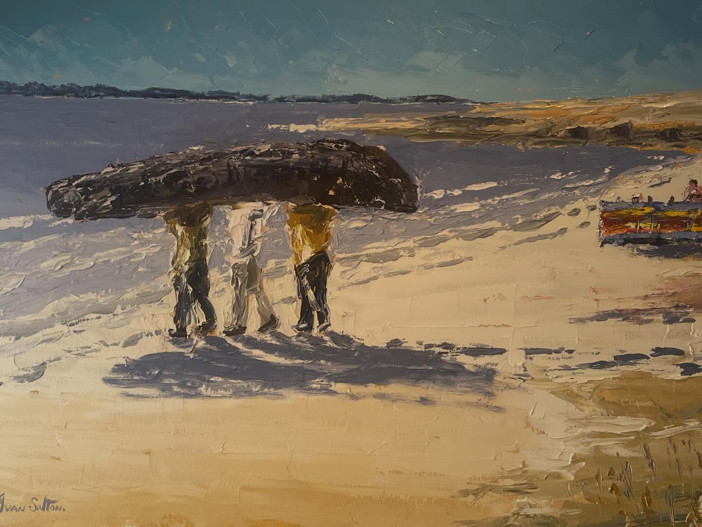 LAUNCHING CURRACH. INISHMORE ISLAND. ARAN. CO. GALWAY. OILS. 20/30ins. €2000. 087 2671178 to discuss!