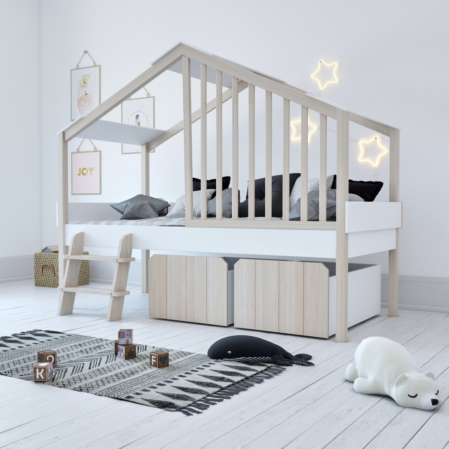 Ambiance scandinave pour notre nouveau lit FUMI en blanc et bois clair 🐾 ❄
Nordic vibe for our new FUMI bed in white and light wood 🐾 ❄
#blnkids #kidsroom #chambreenfant #litcabane