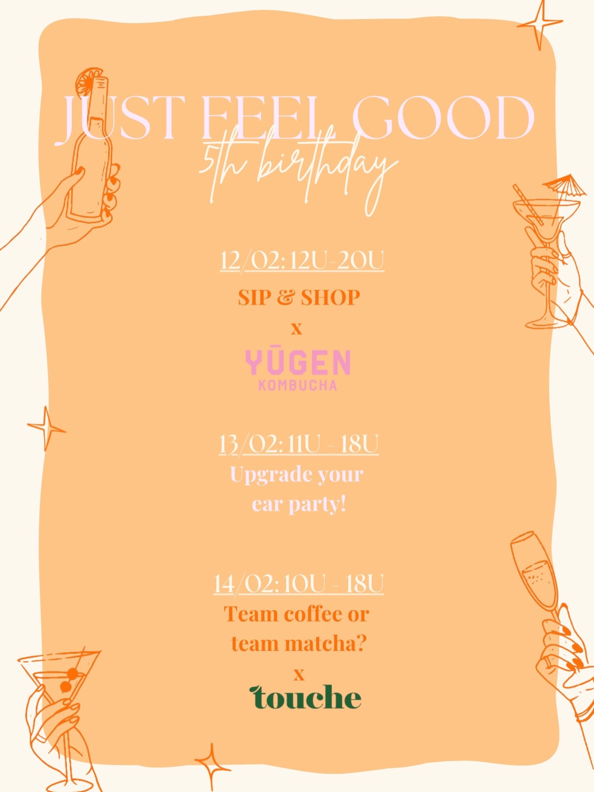 Vier jij met ons mee? 🍸🤭
Schrijf je hier in als je eindelijk dat extra gaatje in je oor wil: https://www.justfeelgoodshop.com/event-details/ear-party 🤗