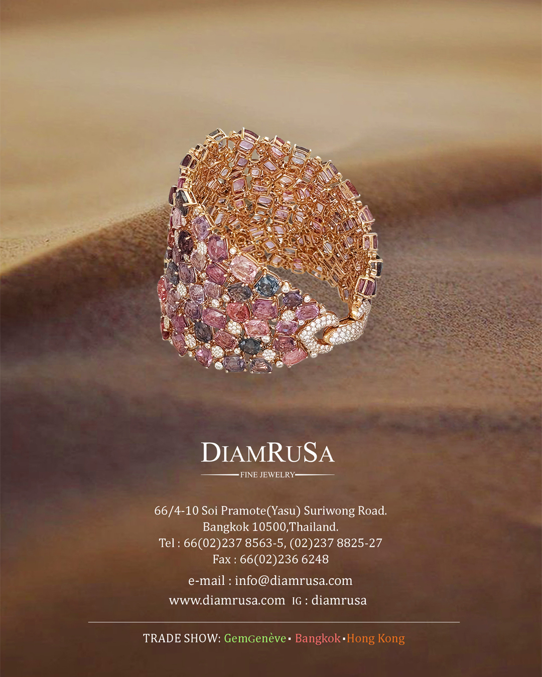 It has been an honour and a privilege to feature DIAMRUSA's advertisement in the Bangkok Gems & Jewellery Magazine for 39 years.
Discover more at www.diamrusa.com or reach out via info@diamrusa.com
#diamrusa #preciousstones #bangkokgemstones #rubygemstones #sapphiregemstones #emeraldgemstones #jewelleryearrings #jewelleryring #jewellerybracelet #thailandgemstones