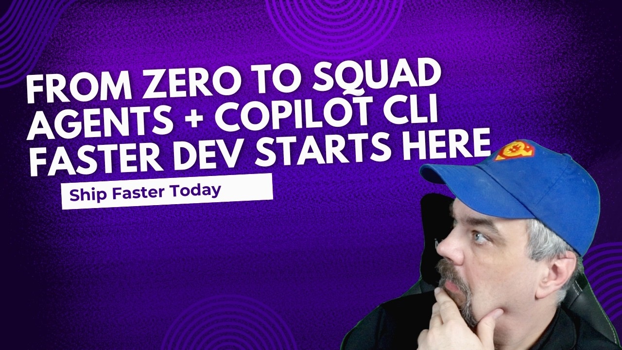 May be a graphic of helicopter, poster and text that says 'FROM ZERO to SQUAD AGENTS + COPILOT CLI FASTER DEV STARTS HERE Ship Faster Today'