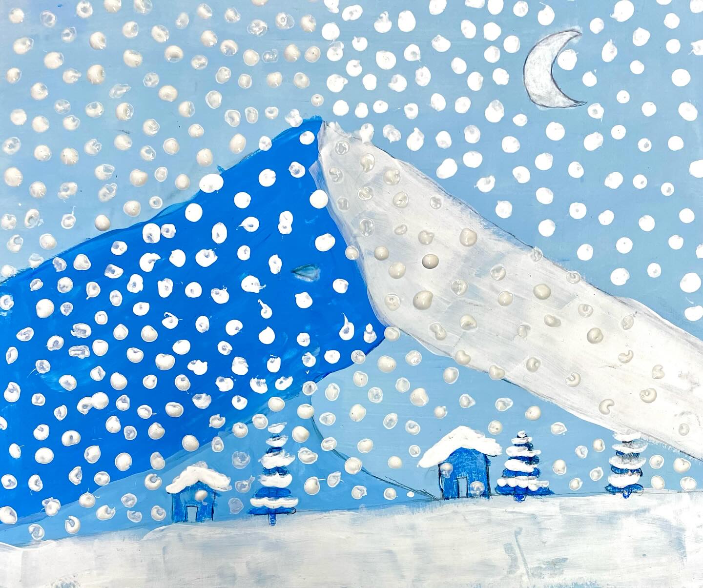 Paysage de neige #gouache #coursdartsplastiques #kidsart #activiteenfant #ateliercarolinek