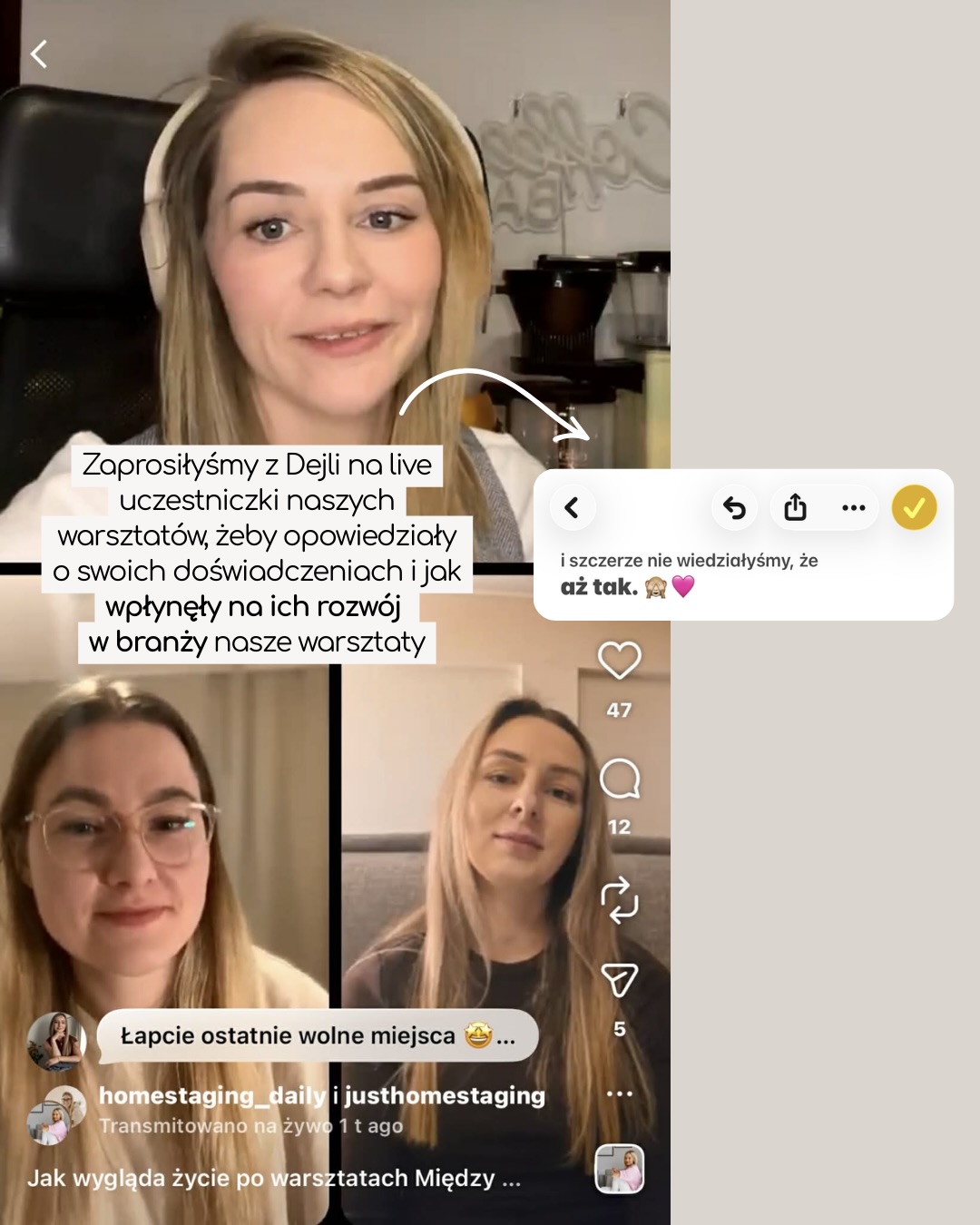 Na pierwszym kafelku widzicie mnie w ferworze styczniowej pracy. 😅
Ten miesiąc był intensywny. Styczeń to był miks spotkań, decyzji, remontowych zwrotów akcji, nowych pomysłów i małych historii, które dzieją się gdzieś pomiędzy projektami. Branża pędzi do przodu, każdy projekt niesie ze sobą inne wyzwania, a ja znowu utwierdziłam się w tym, jak bardzo lubię być w samym środku tego zamieszania. 🤠
Było dużo pracy koncepcyjnej, rozmów i planowania kolejnych kroków. Do tego rozwój – swój i innych. ❤️ Nie zabrakło też momentów „życiowych”: nie wszystko szło zgodnie z planem (przebita opona ;)), czasem trzeba było improwizować, czasem odpuścić, a czasem… po prostu zwolnić i wyjść na mróz z sankami. ☃️Patrząc na ten miesiąc z perspektywy – dużo się wydarzyło. Zawodowo, prywatnie i gdzieś pomiędzy. I choć kalendarz był napięty, to nie zabrakło czasu na odpoczynek i regenerację. Podoba mi się ten nowy, świadomie wypracowany balans 🤍
Dajcie znać, który kafelek najbardziej Was zatrzymał 👀
#behindthescenes #projektantkawnętrz #pracazpasją #życieprojektantki
────────────
🔑projektowanie wnętrz, kulisy pracy, rozwój w branży, praca kreatywna