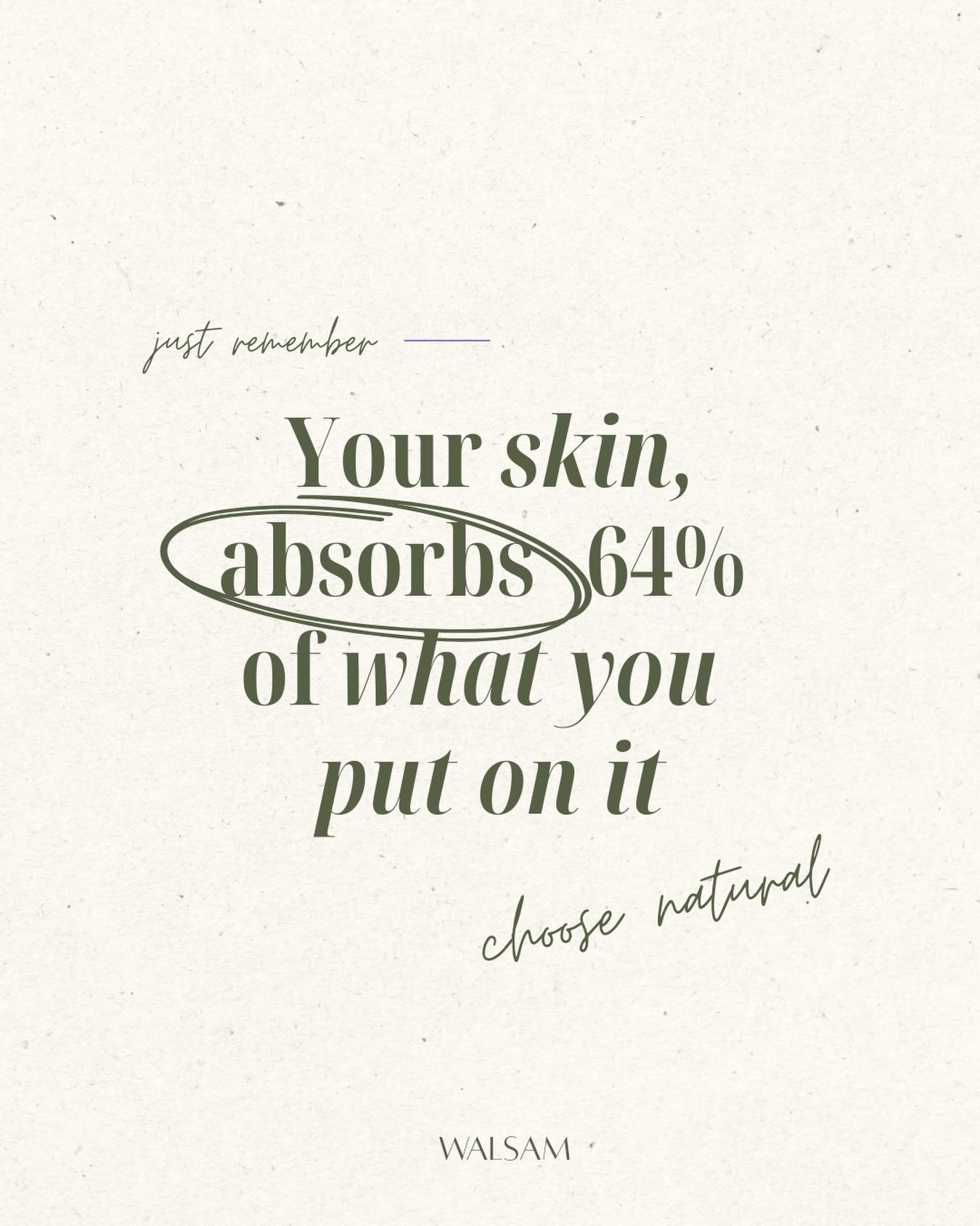 Skin is not “just skin”. 😘
Je huid absorbeert tot wel 64% van wat je erop smeert. Daarom kiezen wij bij WALSAM alleen ingrediënten die de huid herkent én 100% natuurlijk zijn. 🌿
Heb jij de overstap al gemaakt naar natuurlijke huidverzorging? Wij zijn benieuwd naar jouw favorieten! ⬇️