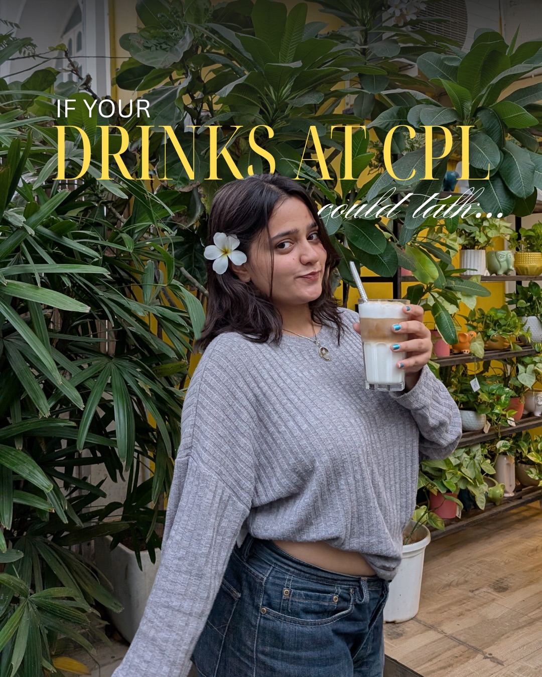 If drinks at CPL could talk, they’d say: “Cancel your plans. You’re staying for one more sip.” 😌☕🌿
📍Crazy Plant Lady Café, Ahmedabad
.
.
.
#beverages #coffeelovers #cafeinahmedabad #trends #ifdrinkscouldtalk