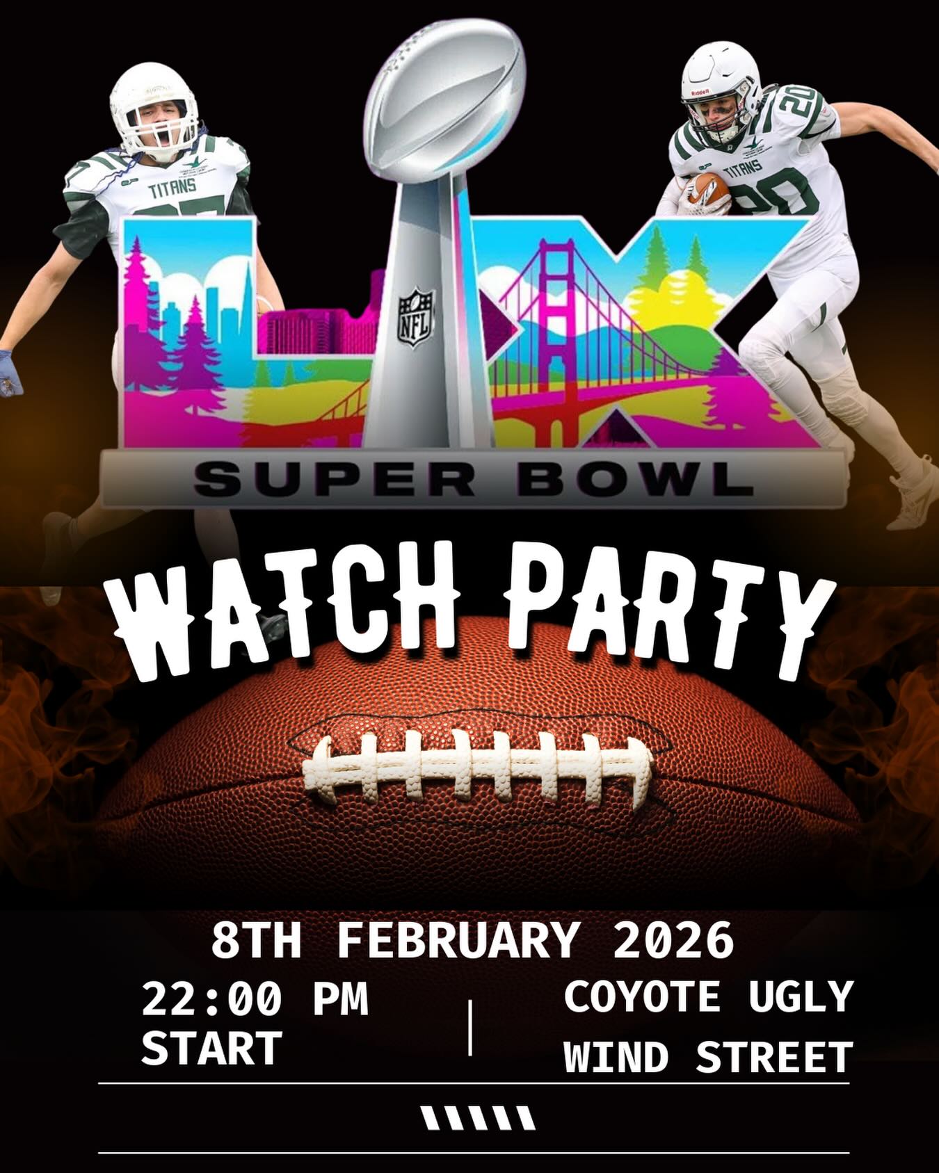 📣Super bowl Sunday!📣
Come and join us in @coyoteuglyswansea on wind street this Sunday at 10Pm for our Super Bowl watch party! Everyone is welcome! Come and enjoy a good atmosphere, bar games and plenty of drinks with us this Sunday!
#superbowlsunday#coyoteuglysaloon#titans#swanseawindstreet