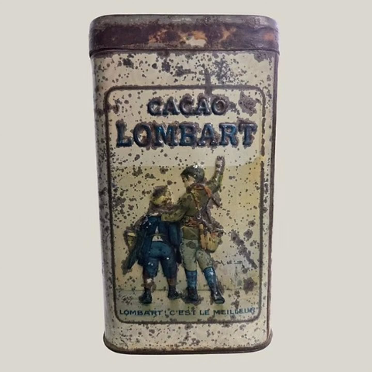Antique French Cocoa Tin – Cacao Lombart (Paris) c1929 | https://share.google/EDsZgfSknOMWr4cIL #stufftoyouandme