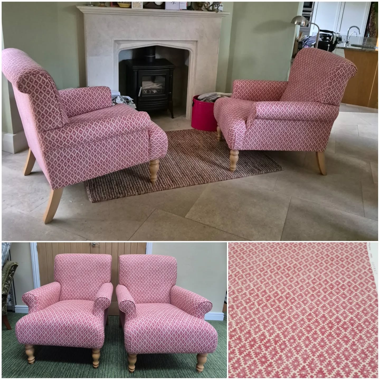 We recently delivered these fireside chairs that we recovered in Linwood's Ashfield, bringing the tones from the neighbouring kitchen into this comfortable sitting area.
#walkerandwalker #handmadecurtains #reupholstery #softfurnishingsmaker #softfurnishings #handmadesoftfurnishings #handmade #curtainmaker #reupholsterer #handmaderomanblinds #madetomeasure #romanblindmaker #romanblinds #handmadecushions #cushions #swagsandtails #linwoodfabrics