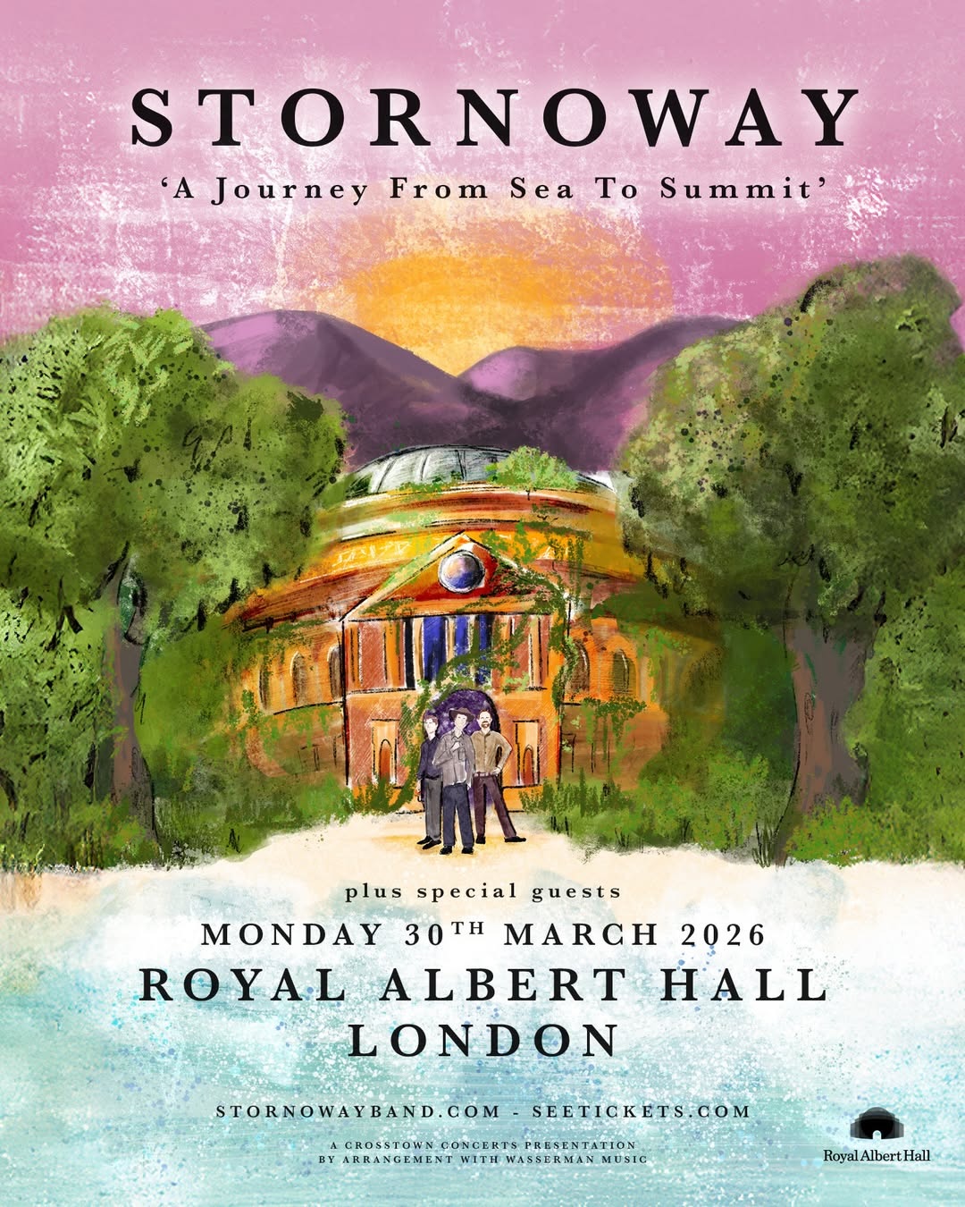 @stornowayband’s “A Journey From Sea To Summit” gig at @royalalberthall is *next month*!!! ✨
So here’s the POSTER I was lucky enough to design for them 🥰
We went through several iterations together, trying to capture the feeling of bringing the outside in, and making the Royal Albert Hall truly wild! I hope you like the final design as much as we do! 💫
Swipe to see me actually going to see the RAH irl this time last year to get some inspiration (ft. Sven 🦌)! (And also to see a timelapse of the sketching process)
.
🖌️ @procreate
.
.
.
#artist #art #bandart #london #royalalberthall