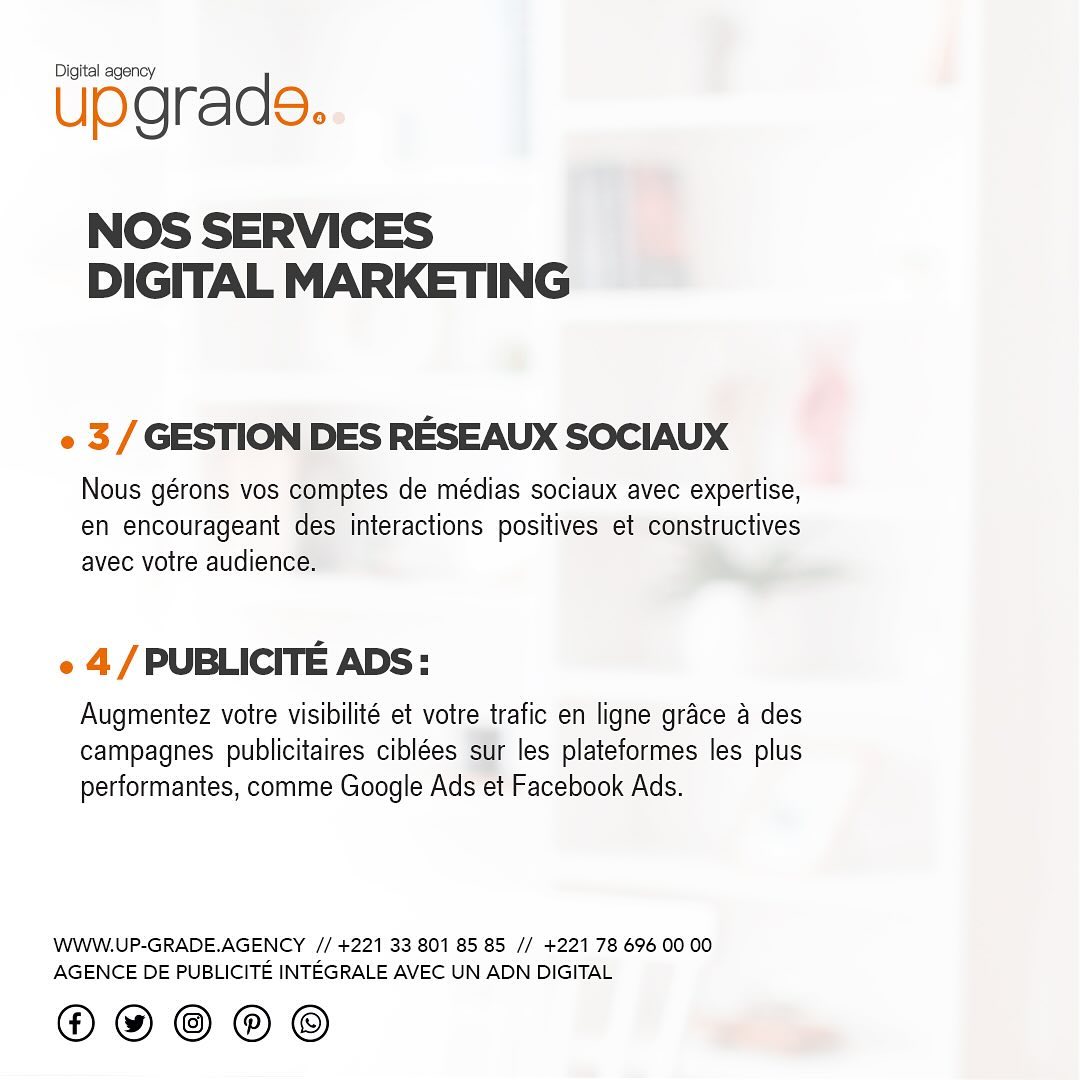 Le Marketing Digital : Votre Clé pour une Croissance Accélérée !
Dans un monde de plus en plus connecté, le marketing digital n’est plus une option, mais une nécessité pour toutes les marques qui souhaitent se démarquer. Que vous cherchiez à augmenter votre visibilité, engager votre audience, ou convertir vos prospects en clients fidèles, une stratégie digitale bien pensée est essentielle. 💡
Notre équipe vous accompagne dans l’élaboration de campagnes personnalisées qui captivent et engagent votre public cible, tout en mesurant vos résultats pour un impact maximal.