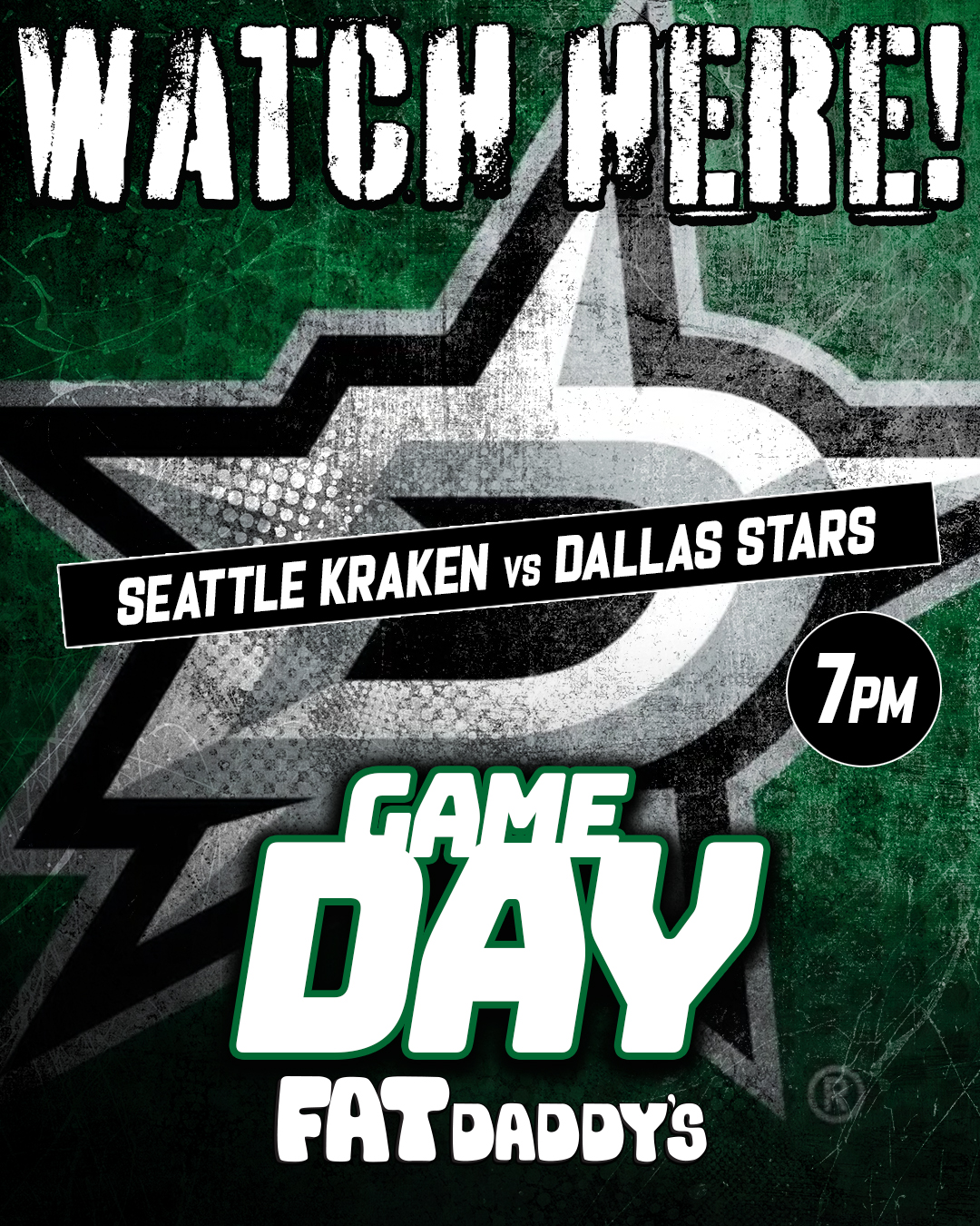 Watch YOUR Dallas Stars HERE!!
We NOW have all of the Stars games
Fat Daddy's has you covered!
The Stars return on Feb 25 to take on the Kraken!
Let's GO!!