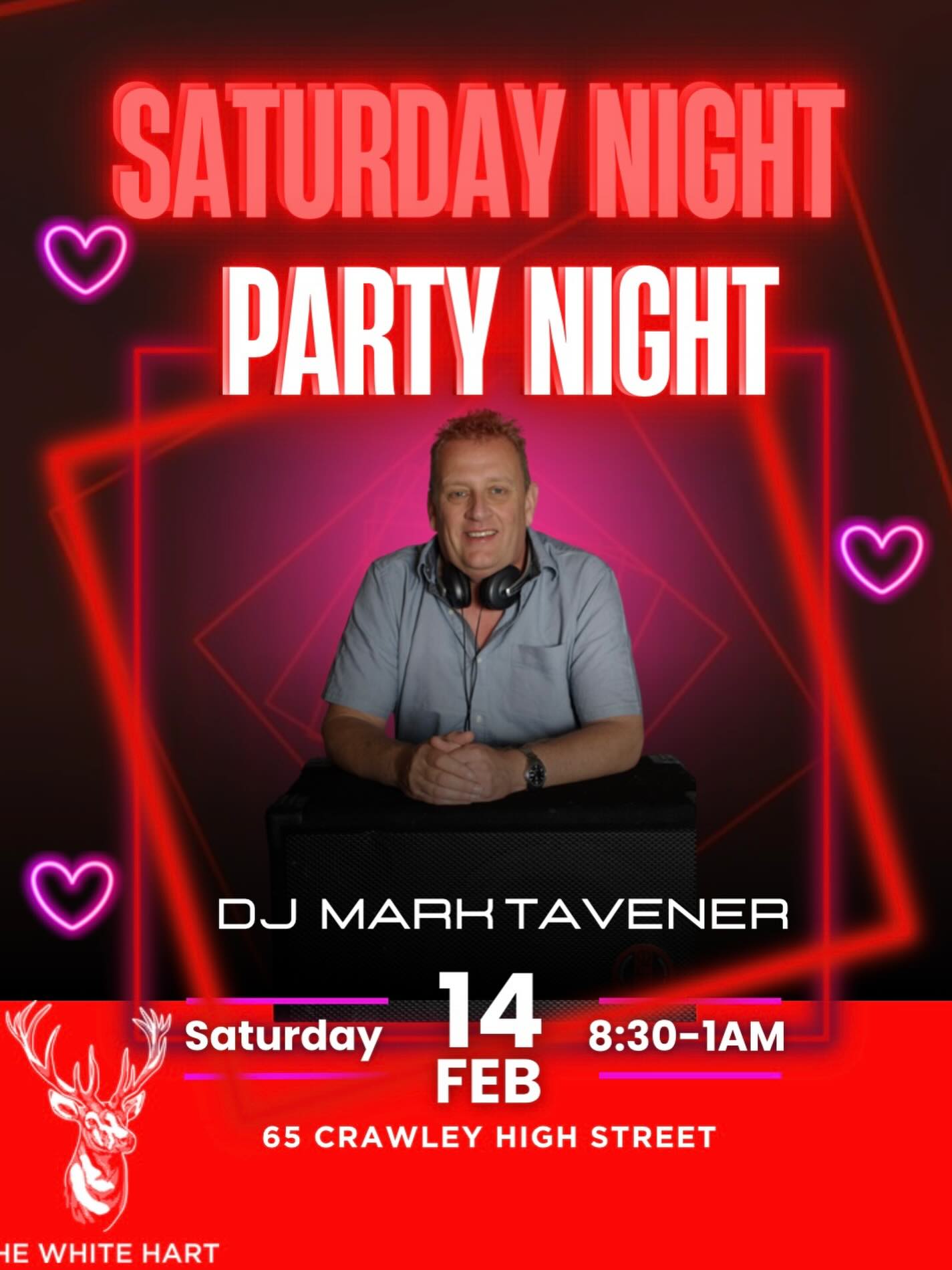 This Saturday for lovers and anti lovers Let’s dance the night away with Dj mark Tavener!