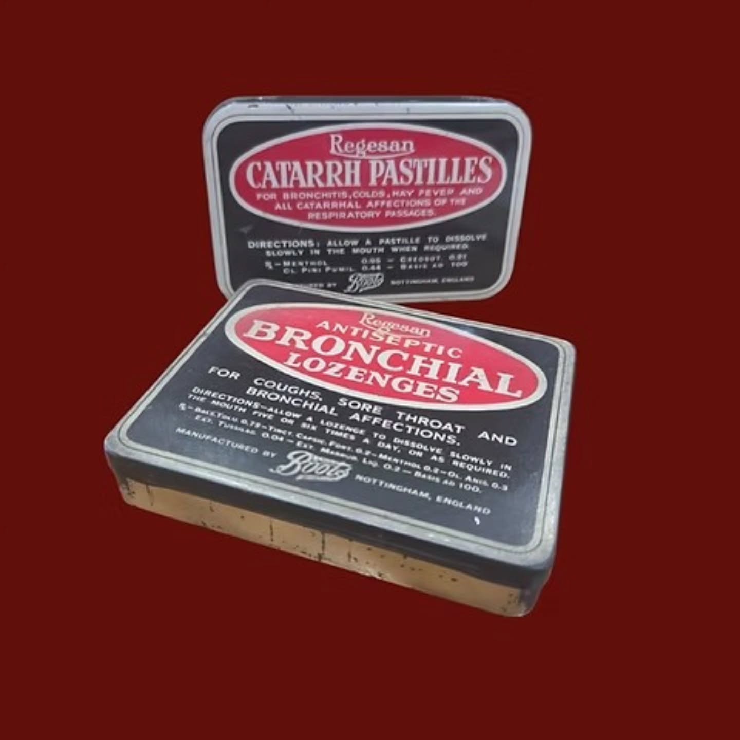 Vintage Boots Regesan Medical Tins – Pair | https://share.google/cmv4sxagdf6rim1ir #stufftoyouandme