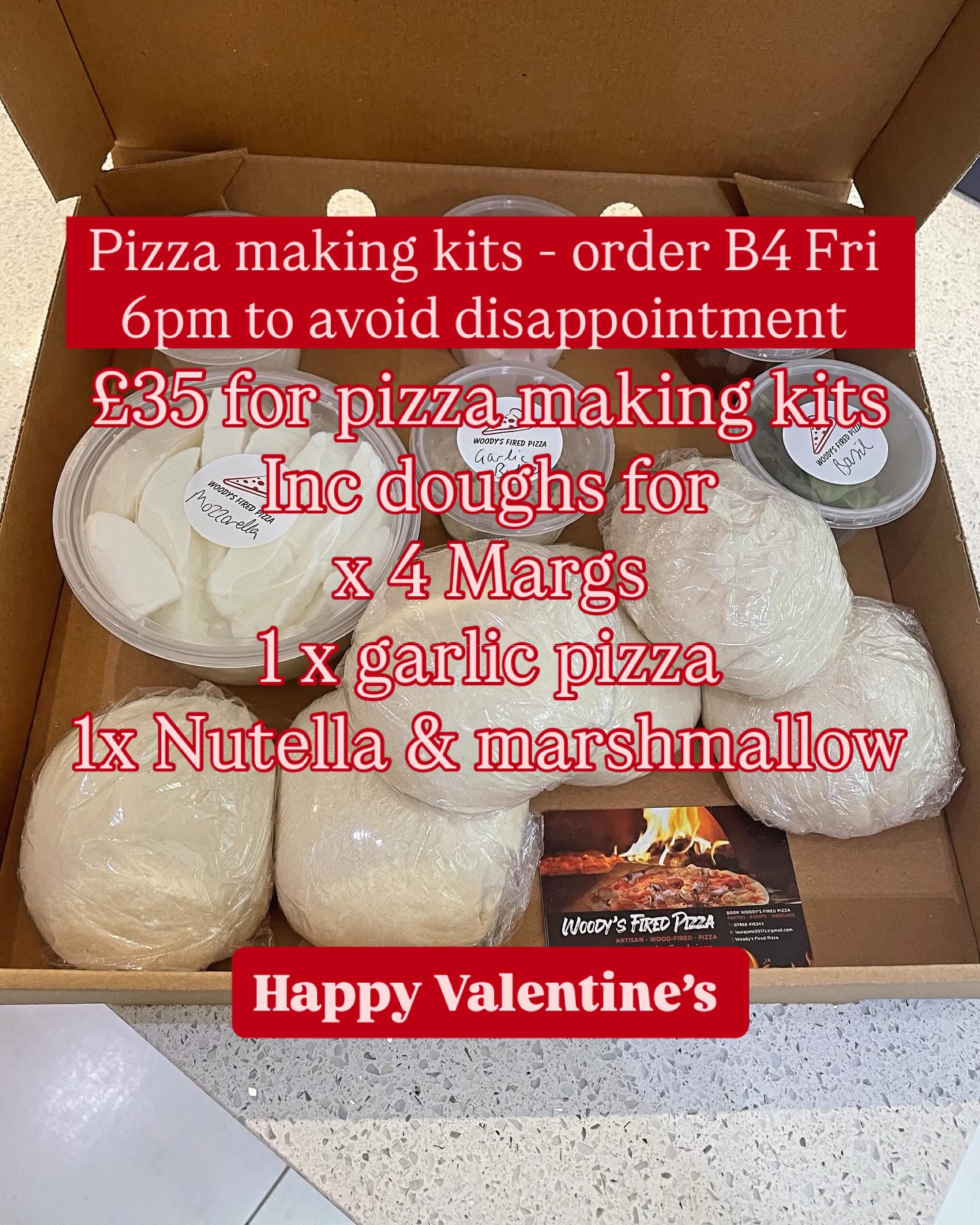 Pizza Making kits from @woodysfiredpizza collection available from our Chorleywood HQ on Sat or Sunday depending on availability. £35 for each kit (extra pizzas available at £5 each and additional pepperoni pots available too to purchase for £3) order B4 Friday at 6pm to avoid disappointment #pizzaislove #pizzaislife #homemadepizzadough #pizza #supportlocalbusiness
