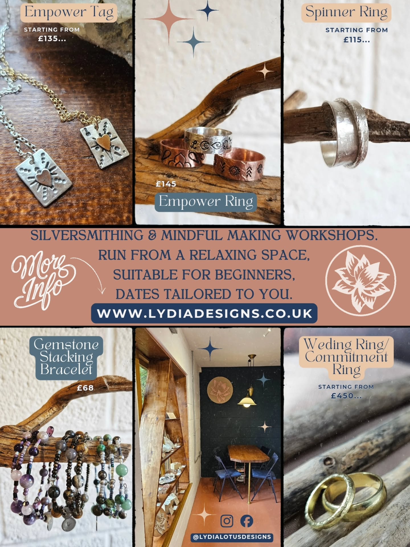⨠Workshop Update ā Pricing & Spinner Ring Session Changes āØ
As I continue to keep my workshops sustainable, high quality, and genuinely enjoyable to take part in, Iāve made a small update to some workshop pricing.
With the continued rise in the value of sterling silver, some workshops have been adjusted to reflect the true material cost ā particularly the Spinner Ring Workshop, which uses significantly more silver than my other sessions.
šæ Spinner Ring Workshop Update
Iāve also added an extra hour to this workshop.
From previous sessions, I found many of you really wanted more time for finishing and clean-up ā and I completely agree, itās such an important (and satisfying!) part of the process. This change means a more relaxed pace and an even better finished piece to take home.
š¬ As always, I run Lydia Lotus Designs solo ā from designing and making, to teaching and running the studio ā so these updates help me continue offering beautiful, small-group creative experiences without compromising on quality.
Thank you so much for continuing to support handmade, small business, and real craftsmanship
#jewellerymakingworkshop #sterlingsilverjewellery #creativeworkshopuk #handmadejewelleryuk #learnjewellerymaking