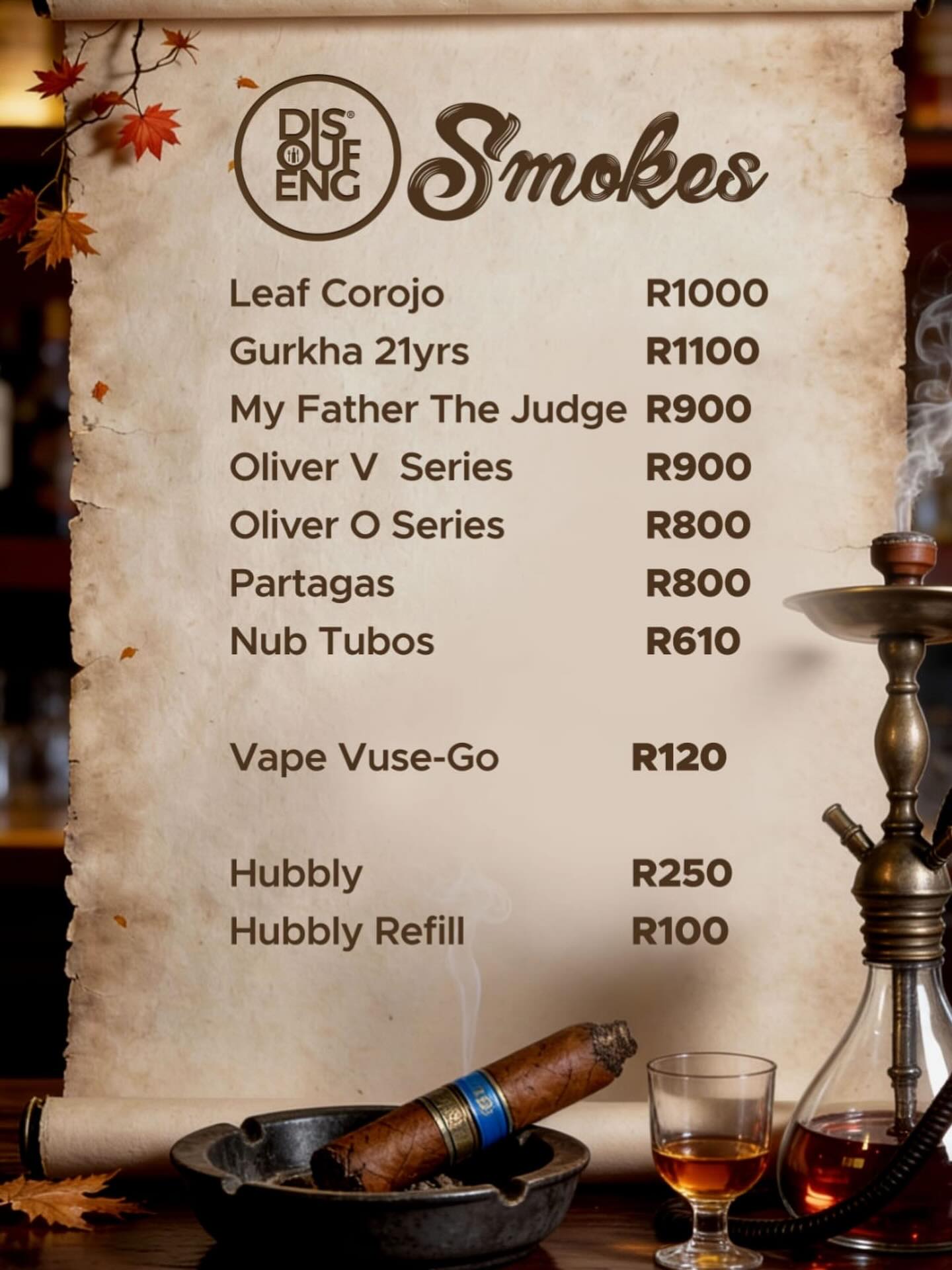 Clock out and pull up! 🚨
If you’re looking to unwind after work, catch a vibe and enjoy a smoke, our smoking bar is ready for you. 🚬💨
Good drinks. Good energy. No stress.
See you after work 😌🔥