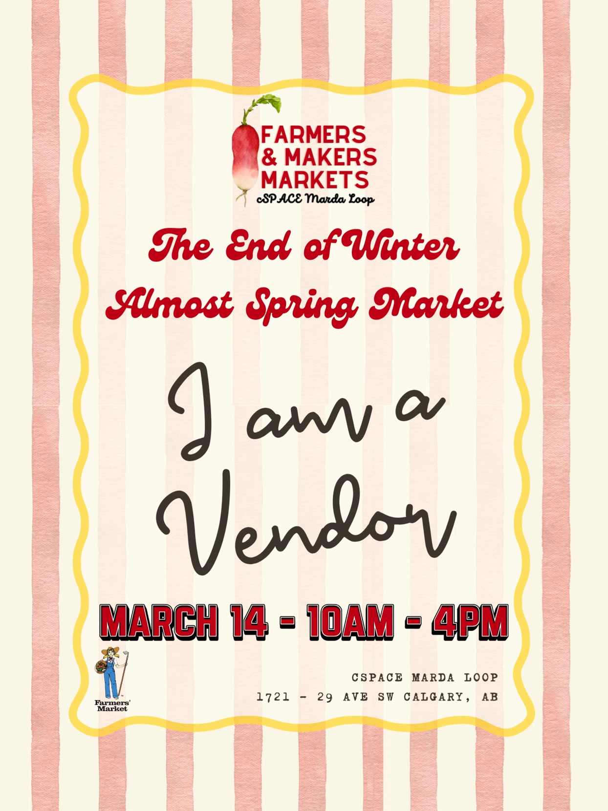 We are not above a little shameless self promotion 😎
With over 50+ other local makers, bakers, growers, artisans and craft vendors joining us indoors at cSPACE Marda Loop on March 14, 2026 from 10am til 2pm there is sure to be something for everyone at the Farmers' & Makers "End of Winter almost Spring Market"
What to be part of the action? Sign up to volunteer - link in our bio or check out the website.
And no we did not have to pay a Super Bowl premium for this time slot 😜
@cspace.mardaloop
#farmersmakersmarket #yycfarmersmarkets #mardaloop
@latinabitesyyc @soapoperahandmade @basosi.ca @reemkitchenyyc @madaboutkimchi @khois_creation @knoxyoursocksoffhotsauce @happiness_by_the_acre @chococraftyyc @ma_pies @paraskahomebakery @jctea_company @parksonapielot @dyemebougie @bridgelanddistillery @kolo_bakery @mamas.pantry.ca @lolaimilktea