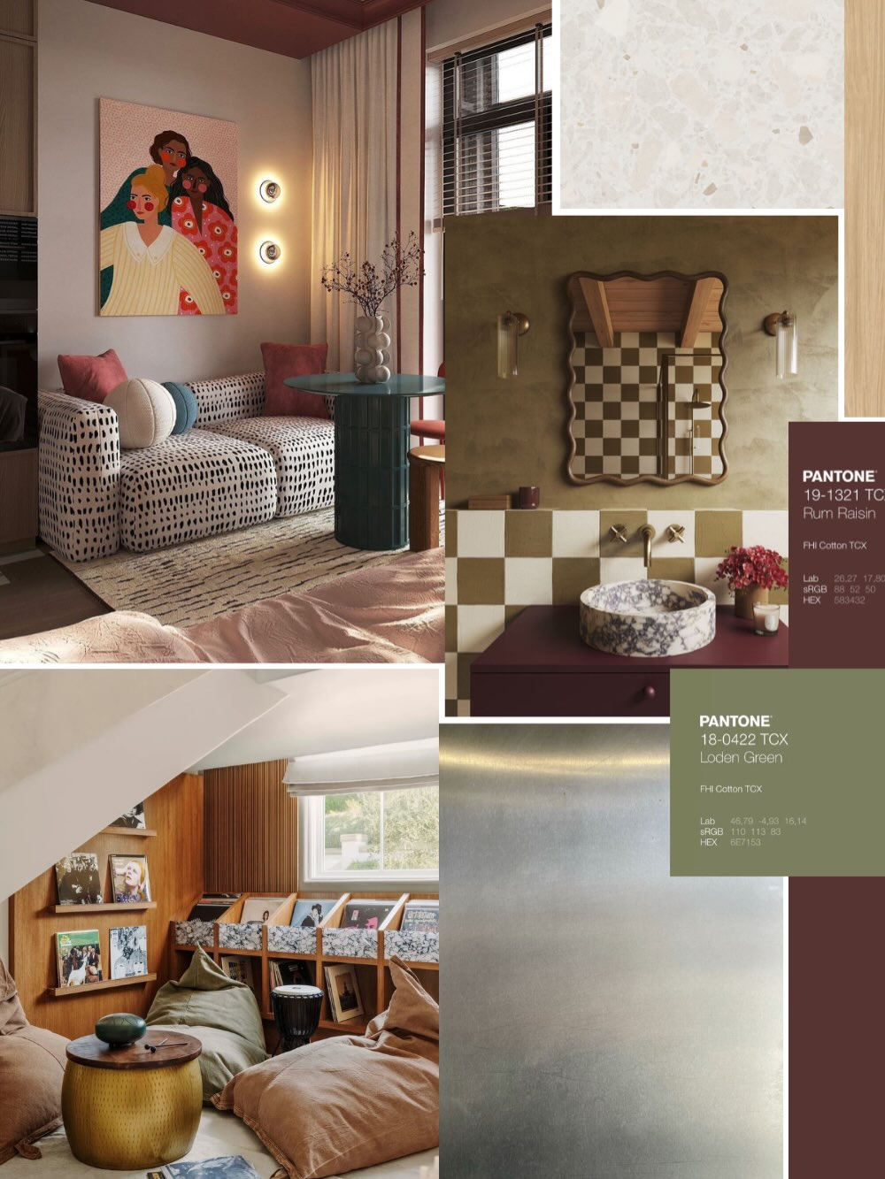 Inspiration du mois 🤎🍷🌿
Bruns profonds, rouge vin intense et verts terreux s’entremêlent pour créer une ambiance forte et enveloppante.
Le noyer s’impose, les formes courbes adoucissent, le caractère affirme l’espace.
Un moodboard coloré, chaleureux, résolument dans l’air du temps.
De ceux qui racontent une histoire et donnent envie d’oser ✨
📌 Images issues de Pinterest – sélection & composition personnelles.
Team audace ou team douceur ? 👀👇
#inspirationdumois #moodboard #tendancesdéco #noyer #formesarrondies couleurschaudes rougevin vertterreux brun interiordesign architectedinterieur déco2026 designcontemporain