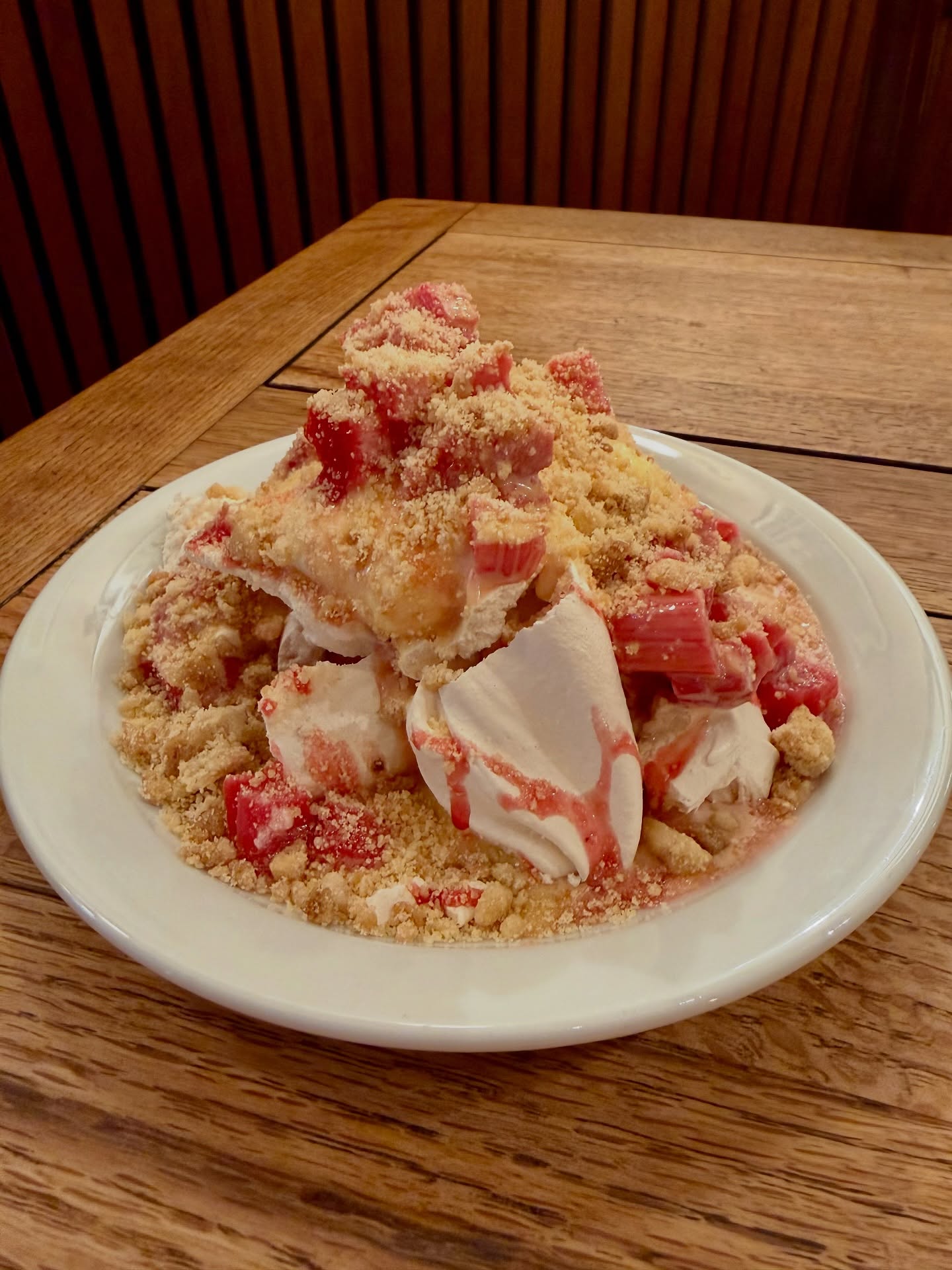 Rhubarb & custard pavlova…when 2 desserts become one!
Yorkshire forced rhubarb for the first time this year…don’t miss out on this one…here for the rest of February!