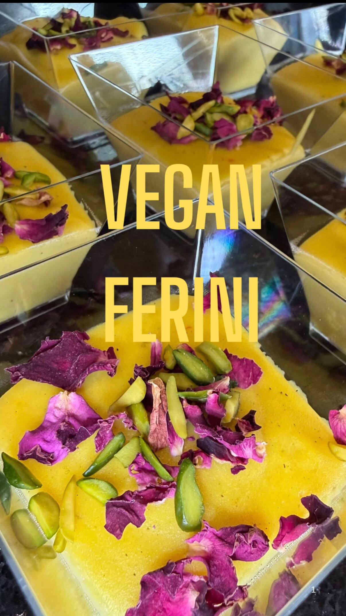 Vegan Ferini ⬇️⬇️⬇️
RECIPE BELOW
PERSIAN RICE FLOUR PUDDING
1 liter soja milk
100 gram rice flour
60 gram sugar
1 teaspoon ground cardamon
2 tablespoons rosewater
saffron water (1 gram bloemed)
Garnish
Rose Petals, pistachio
Instructions:
In a medium saucepan, combine soya milk, rice flour, sugar, and ground cardamom.
Whisk the mixture thoroughly until the rice flour is fully dissolved into the soya milk.
Place the saucepan over medium heat and stir continuously. Once the mixture begins to bubble, reduce the heat to medium-low to prevent it from sticking to the bottom of the pan.
Continue stirring for about 10-15 minutes, until the pudding thickens to a creamy consistency.
Add the rosewater and saffron water. Stir well to combine and cook for another 5 minutes until fully incorporated.
Spoon the pudding into serving dishes while it’s still hot.
Ferini can be served both hot and cold. If you prefer it cold, refrigerate the servings for a few hours before serving.
Garnish with dried edible rose petals and crushed pistachios before serving.
#Rice-pudding #middleeasterncuisine #persiandessert #foodlover #foodie