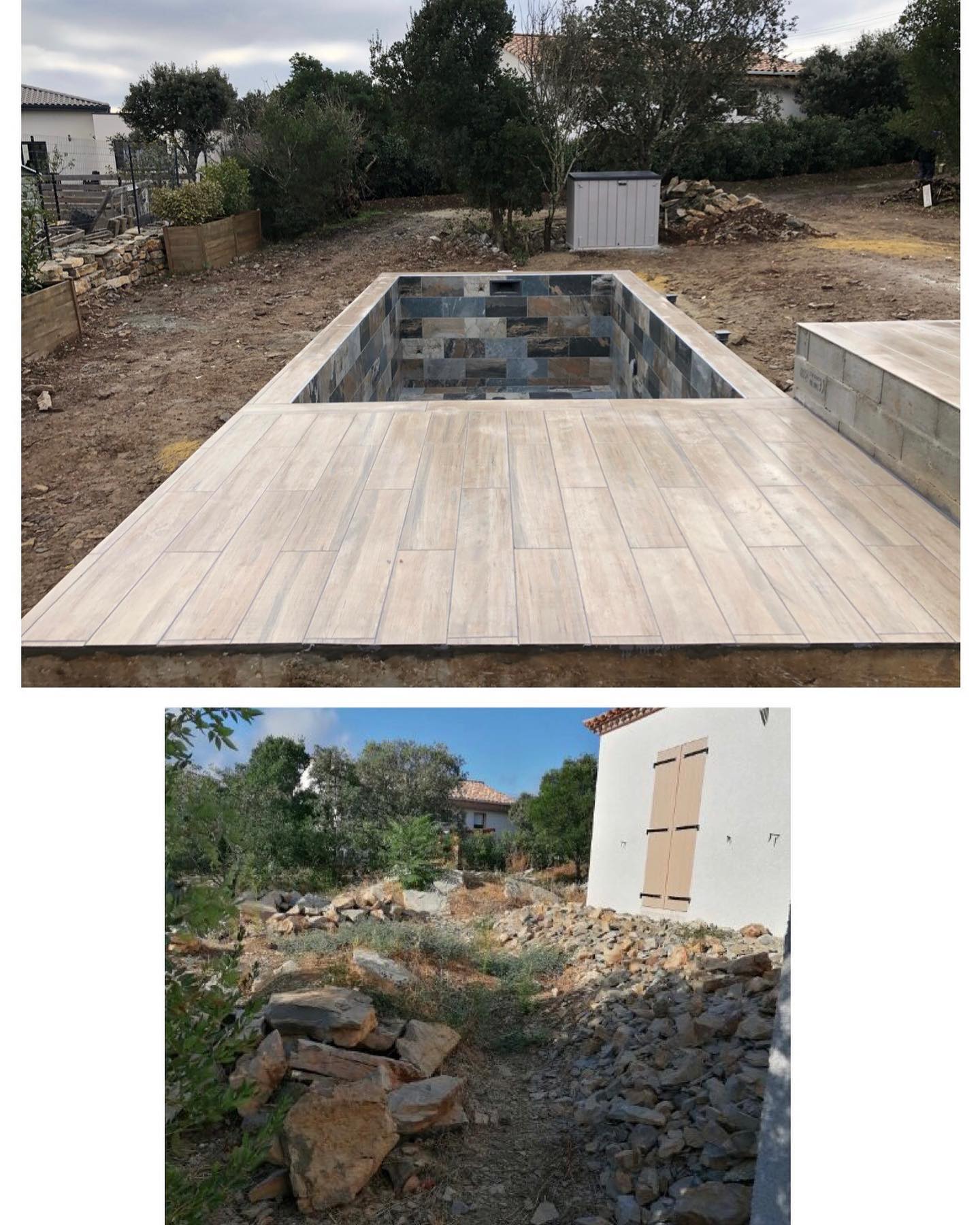 🌴Piscine 6x3 pierre de bali 🌴
☀️terasse 35 m2 carrelage imitation bois ☀️
➡️ Carrelage @neosolsetmurs