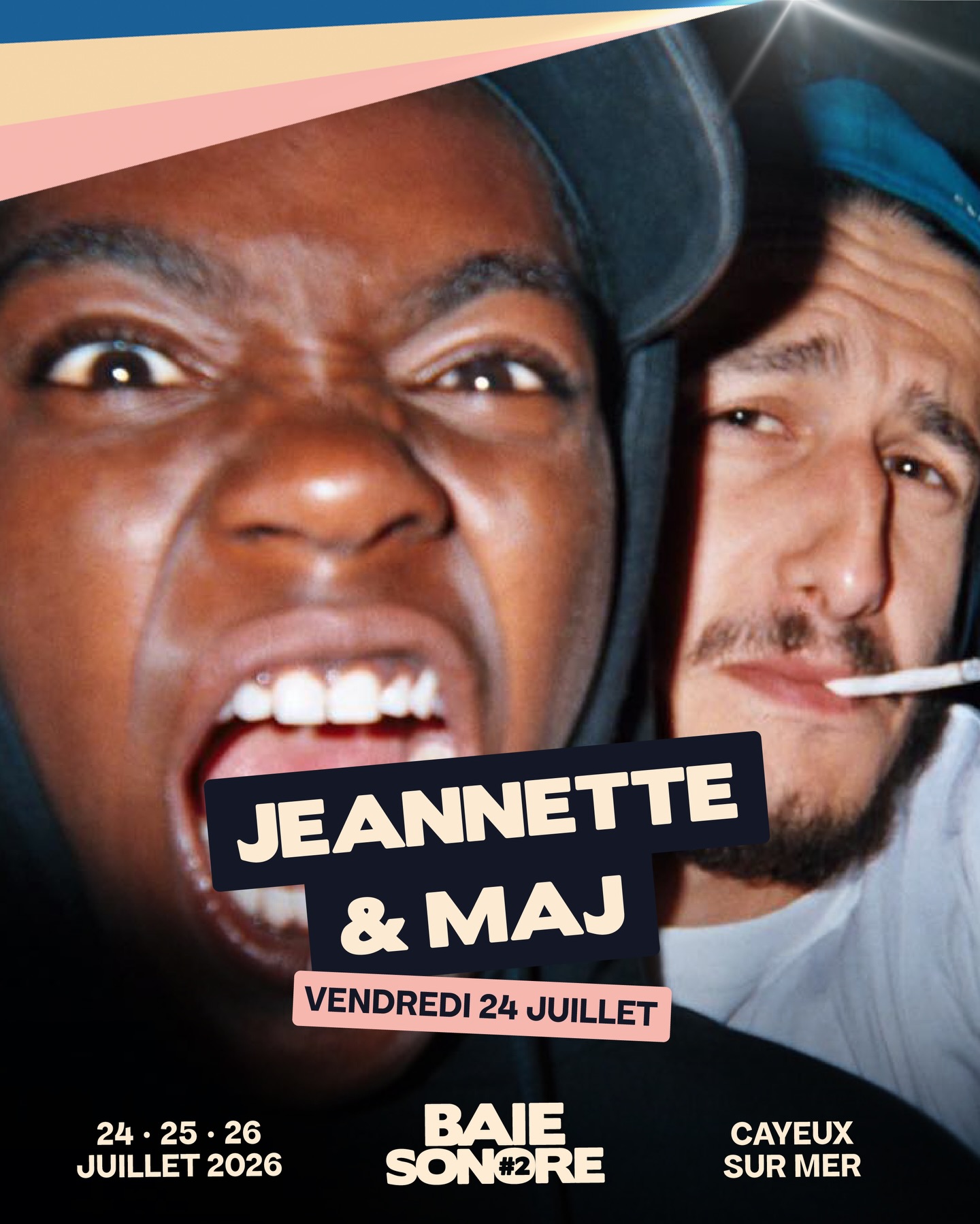 C’EST LOCAL ! Pour cette deuxième annonce, on met le Nord à l’honneur. On est hyper fier.es d’accueillir Jeannette & MAJ dans la programmation de Baie Sonore #2 ! 🌊
Le combo gagnant : La voix soul et habitée de Jeannette fusionne avec les prods vibrantes de MAJ. 💃 Leur mission : Faire bouger les corps dans une liberté totale et une sincérité pure.
📅 Rendez-vous : Vendredi 24 juillet 2026 📍 Baie Sonore#2
À ne pas rater !!! 🎫 Billets en bio