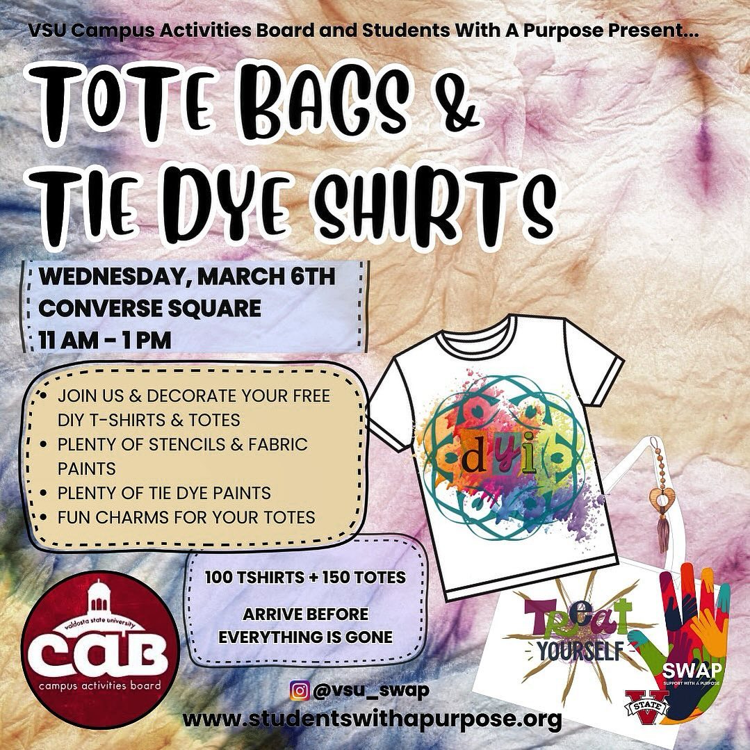 Have a wonderful event Wednesday, @vsu_swap !!!! We can’t wait to see all of the pics and videos!!!! 🎊🏆🔥 #expressyourself #tiedyefashion #teamworkmakesthedreamwork #vsuswap