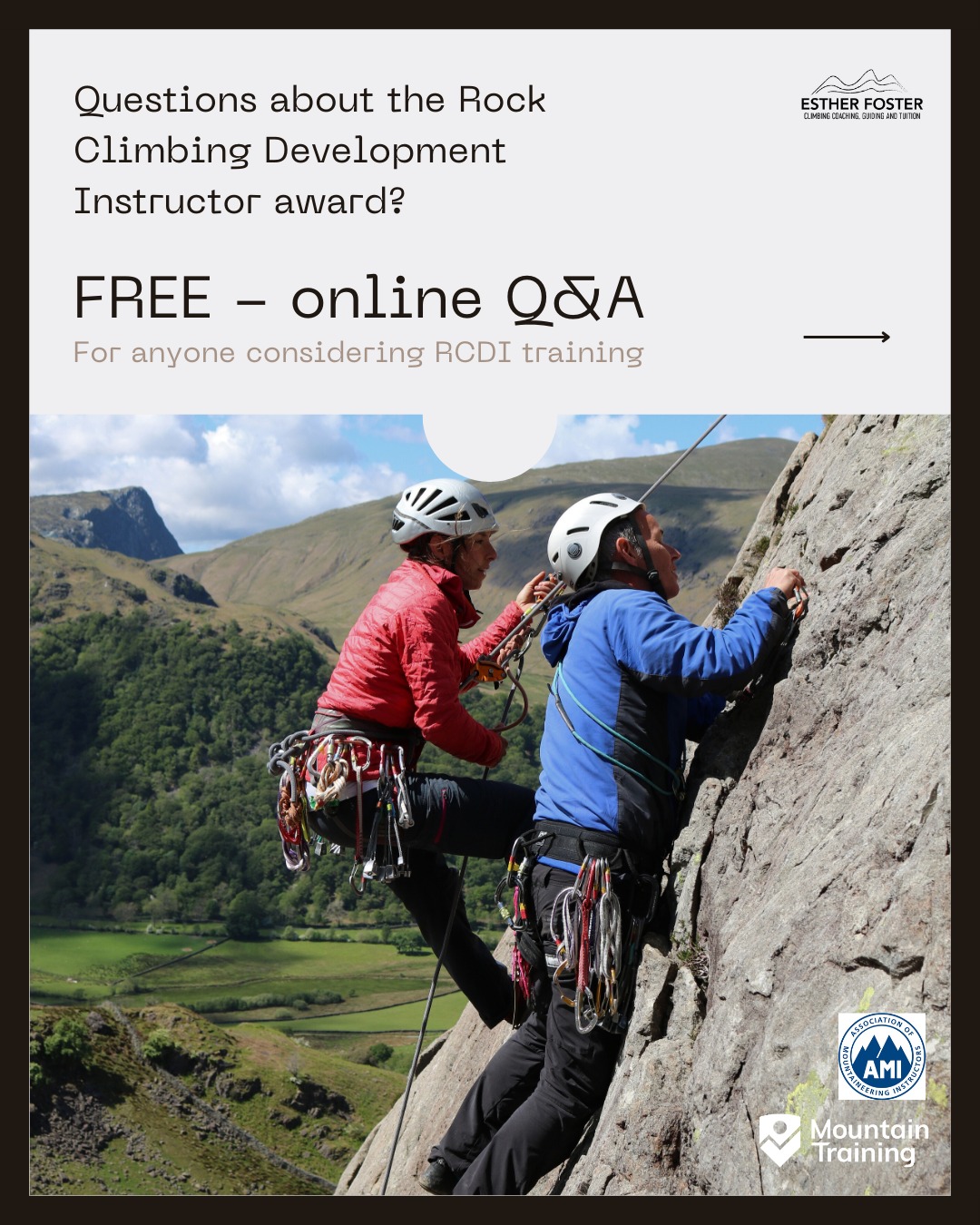 🆓️
online Q&A for anyone considering RCDI
Wednesday 25th Feb - 7pm
Tune in from the comfort of your own home 🏠🛋😅
Sign up via my website...you can find the session under the RCDI tab and Group Courses tab
@mtntraining