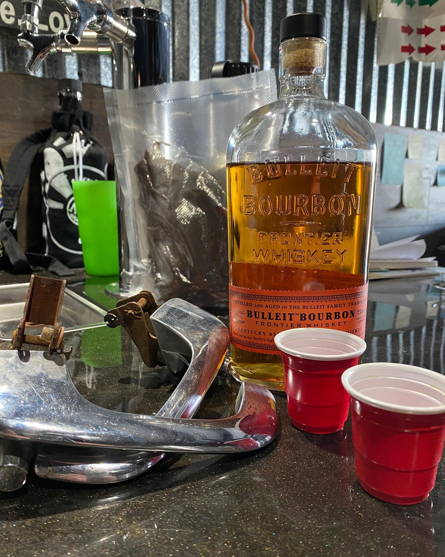 My best customers stop by with bourbon, beef jerky and parts… I supply the beer and compelling conversation 😂🍻😉
