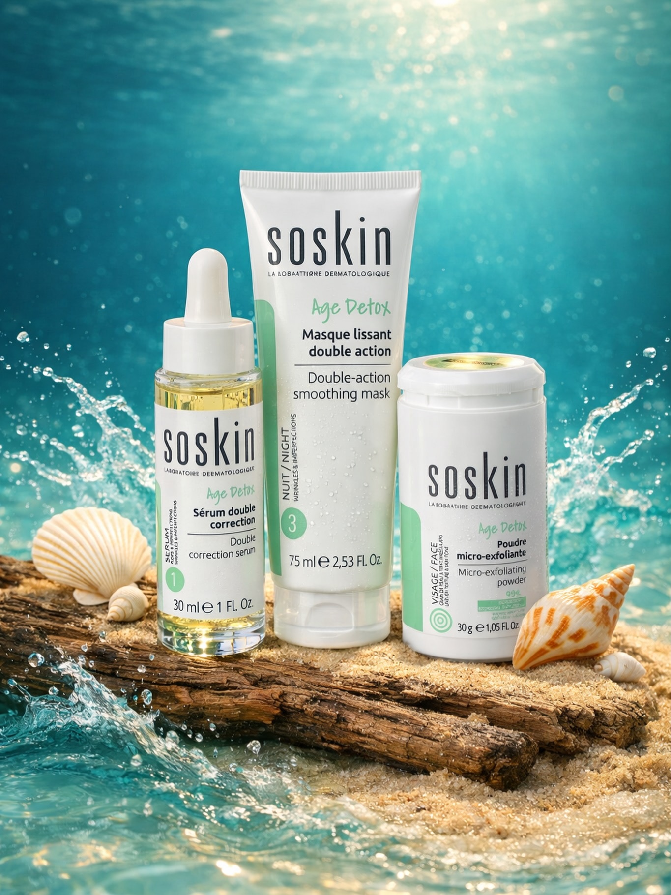 Cildinize yalnızca bakım değil, detoks etkisi sunan bir rutin.
Soskin Paris Age Detox serisi;
✔️ Cilt dokusunu pürüzsüzleştirir
✔️ Donuk görünümü arındırır
✔️ Yaşlanma belirtilerine karşı çok yönlü etki sağlar
Serum, maske ve mikro-eksfolyan üçlüsüyle cilt;
daha aydınlık, daha canlı, daha dengeli bir görünüme kavuşur.
Dermatolojik uzmanlık, Fransız laboratuvar gücüyle birleşti.