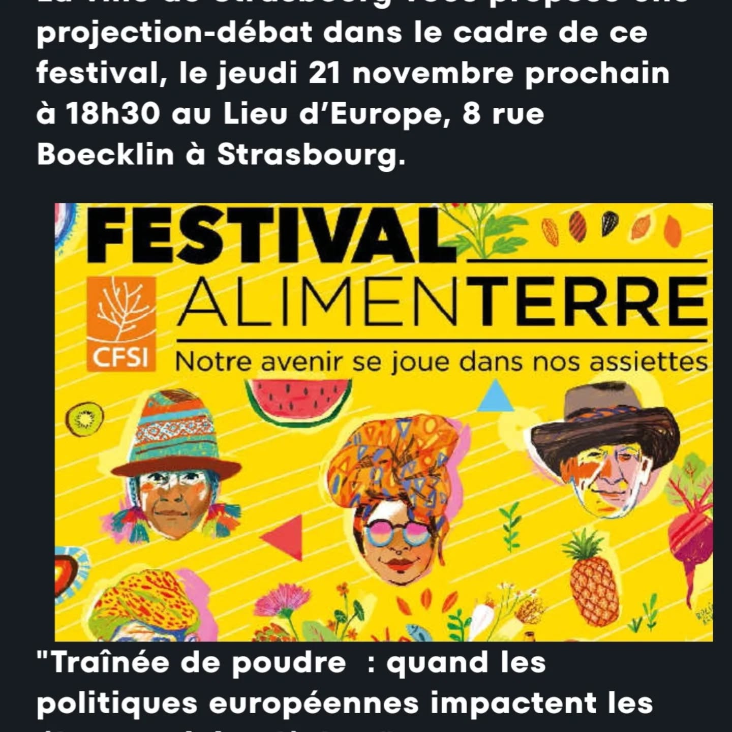 Rejoignez-nous pour la projection de ce film en français qui dévoile les liens étroits entre les filières laitières européenne et ouest-africaine.
Ce documentaire puissant explore les effets des politiques agricoles européennes, avec un focus sur les répercussions directes sur les éleveurs de France, de Belgique, du Burkina Faso et du Sénégal.
Le film révèle les défis que rencontrent les communautés rurales face à ces politiques. Cette plongée dans les réalités agricoles met en lumière un sujet essentiel pour comprendre comment les décisions économiques de l’Union Européenne influencent la vie des éleveurs en Afrique de l’Ouest.
🎥 Ne manquez pas cette occasion de débattre d’un enjeu crucial et d’en apprendre plus sur les impacts des politiques agricoles européennes.
Cette projection sera suivie d’un débat animé par Romane Joly, doctorante en sociologie qui réalise une thèse sur la filière laitière en Alsace et dans le Pays de Bade (Allemagne) dans laquelle elle étudie la production laitière régionale en lien avec l'approvisionnement aval.
Dominique Haegelen, président de l'AFDI Alsace et éleveur laitier dans le Haut-Rhin, invité de l'évènement, apportera un éclairage sur le développement international en faveur des agriculteurs familiaux en Afrique de l'Ouest depuis l'association qu'il représente.
Cette soirée est organisée en partenariat avec les réseaux Humanis et GESCOD
#chambreagriculture #afdi #afdialsace #gescod #humanis