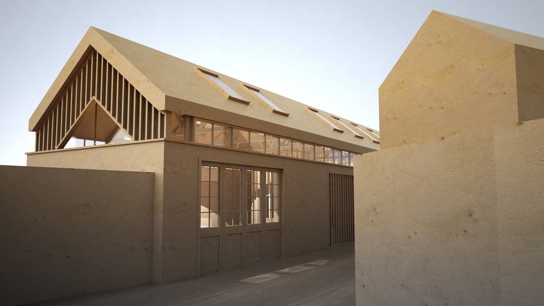 Work in progress model for a new mews house we’re designing on a brownfield site in south west London... #mews #backyard #fireenginedoor #reuse #sustainabledesign #homedesign @nlalondon @ribalondon