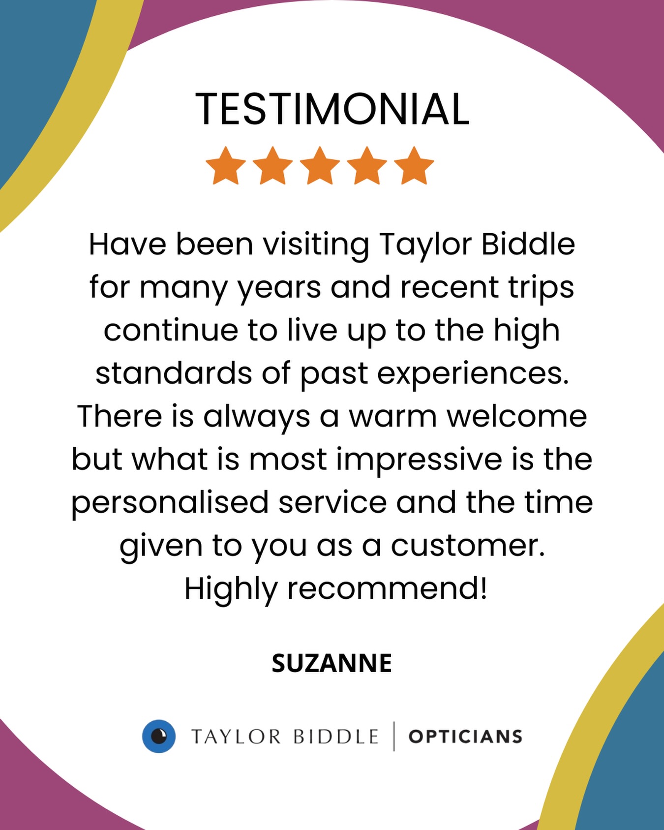 🌟 Testimonial 🌟
An amazing 5* review 🫶 We have over 500+ 5* reviews between both branches which you can check out using the link in our bio 🤩🤩
#opticians #eyewear #sunglasses #glasses
#optical optician eyeglasses optometrist
optometry spectacles
eyewearstyle eyecare fashion
